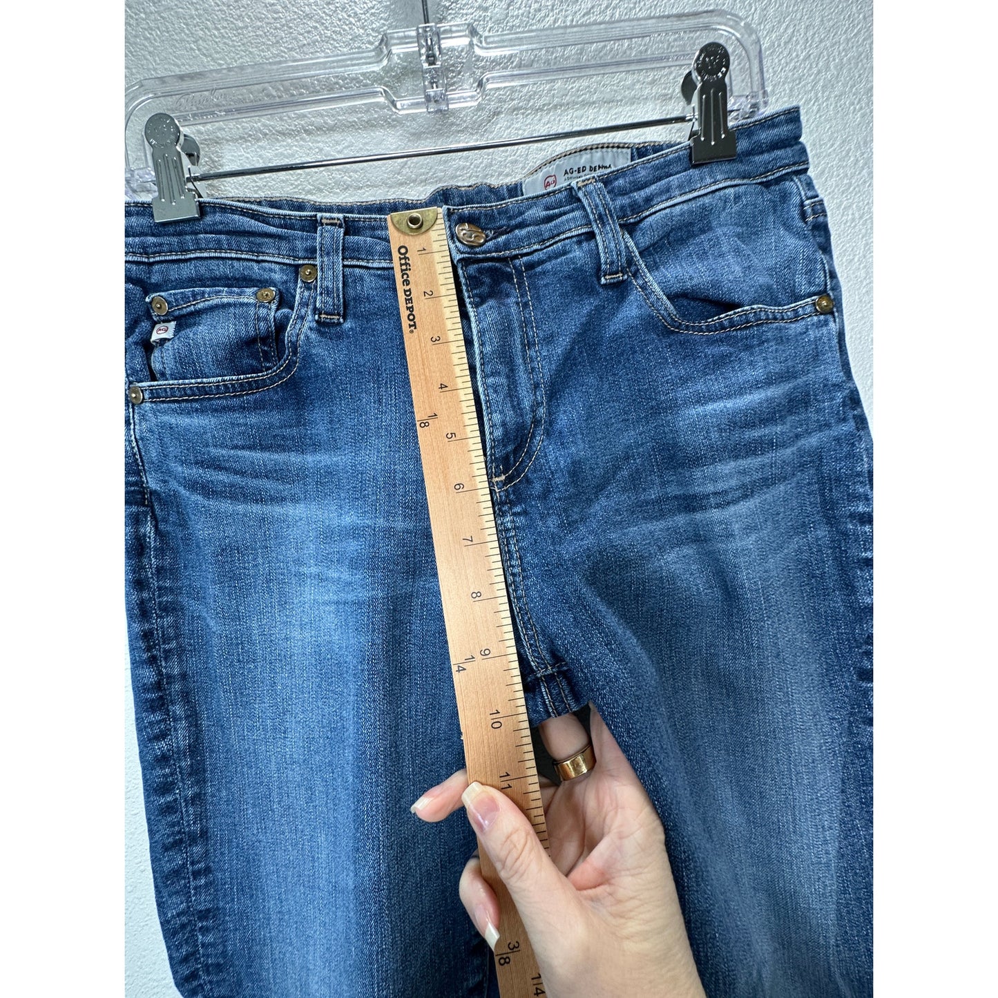 AG Dark Wash Whiskered Prima Cigarette Leg Jeans 30