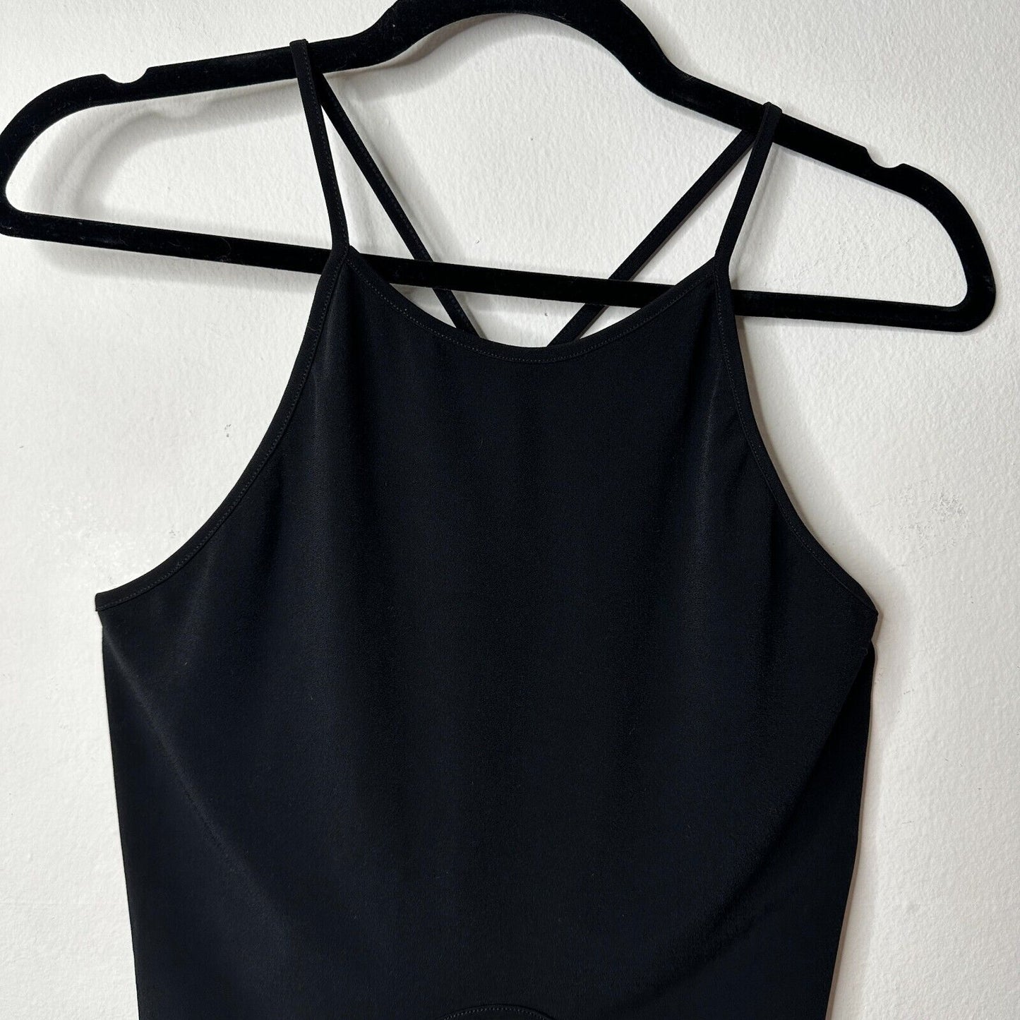 NWT Motel Jet Black Spaghetti Strap Racerback Tank Top Cami Crop Cut Out Smalll