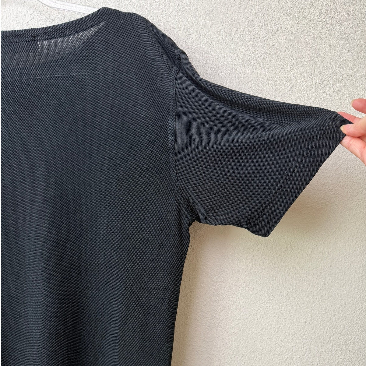 Zegna Washed Charcoal Black Silk Knit Crew Neck Shirt Men’s L