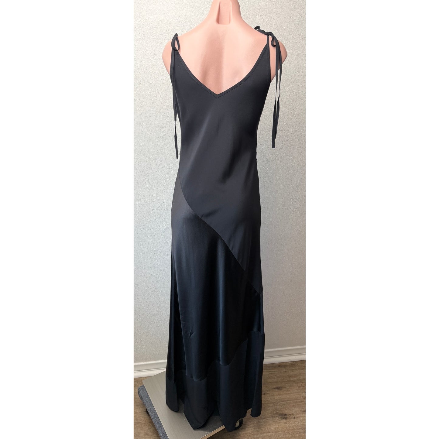 Malia Mills Black Silk Maxi Slip Dress Womens 4