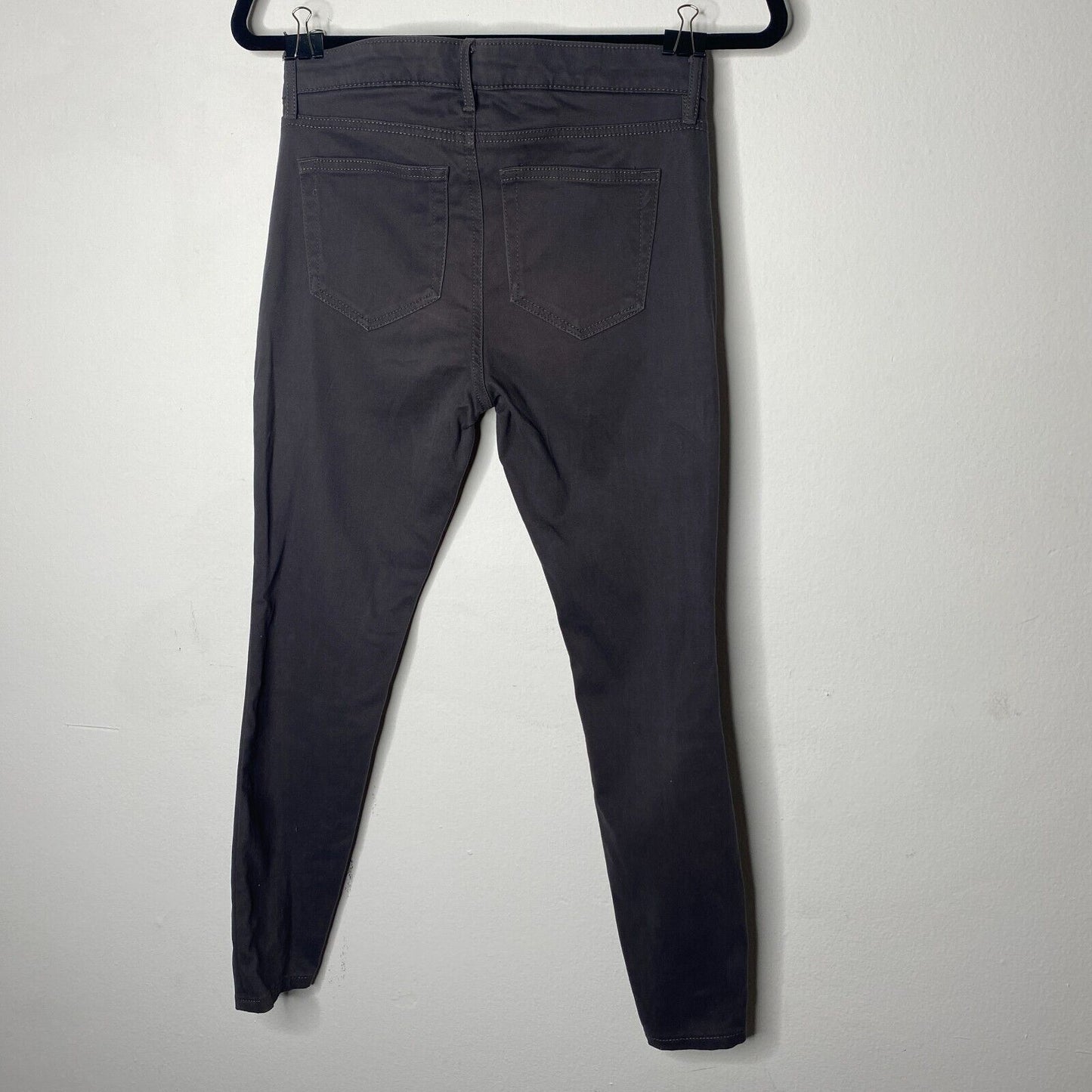 Loft Dark Gray Black Button Front Skinny Trouser Pant Zip Hook & Eye 0 / 25