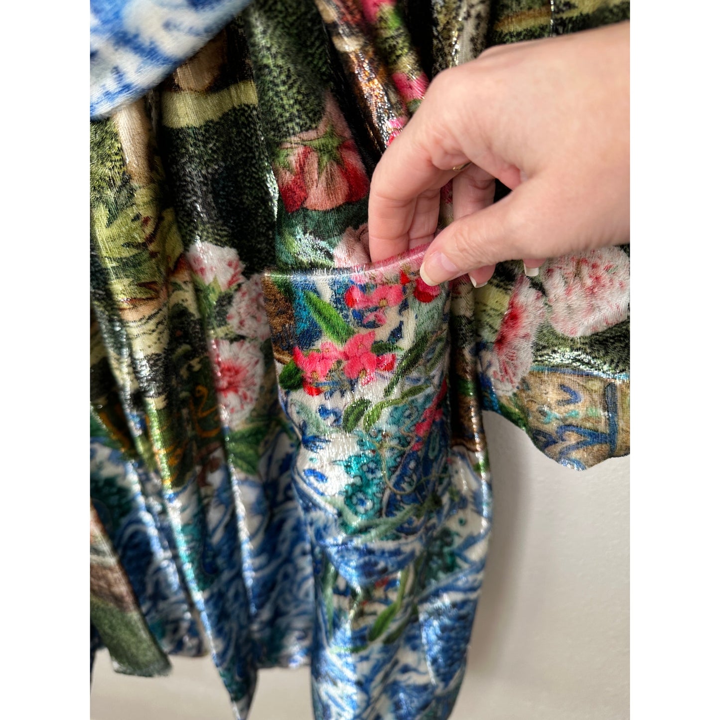 Libertine Ottoman Empire Birds Tie Waist House Coat Long Sleeve Green 3X / XL