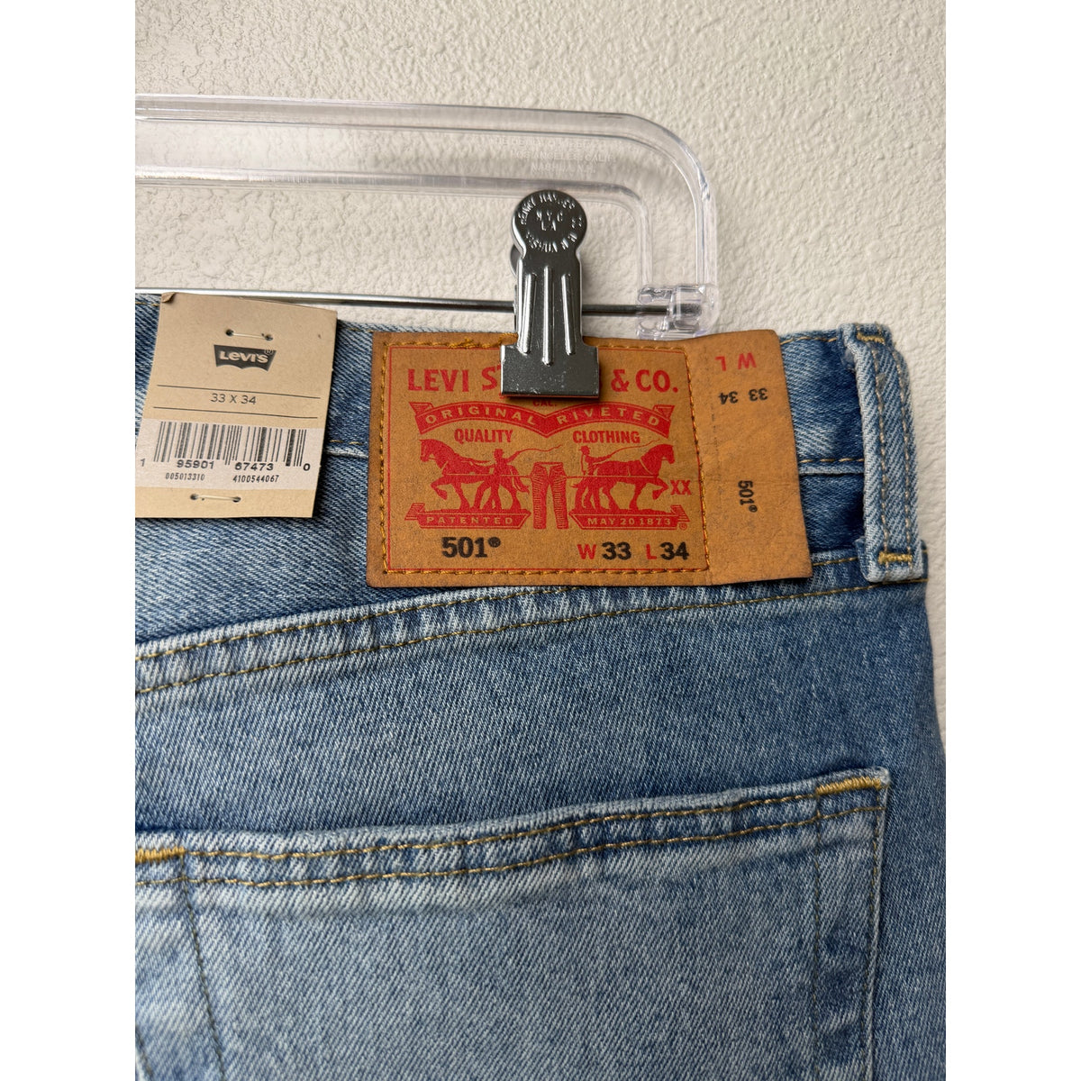 NWT Levi's 501 Light Wash Men's Jeans 33x34 Stretch