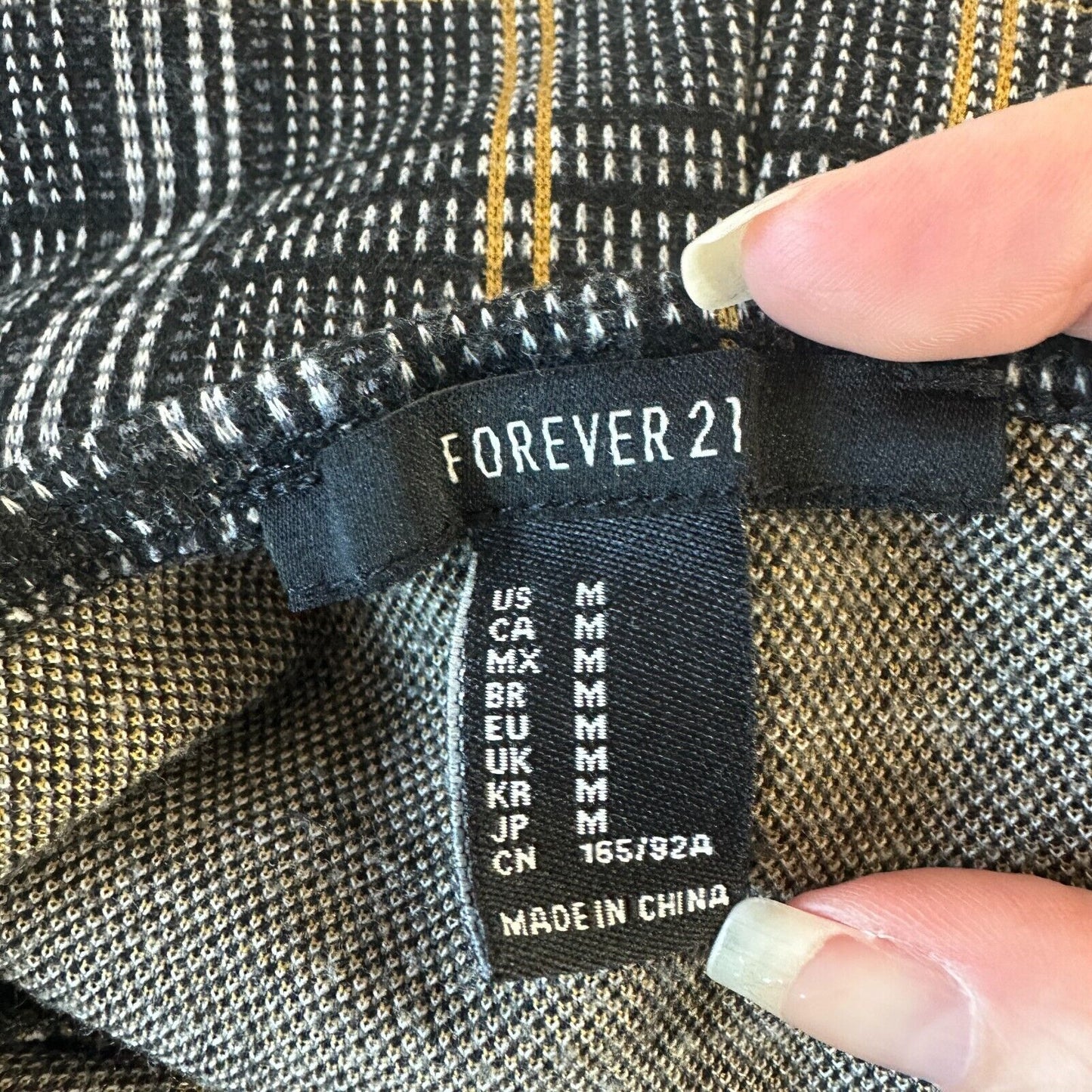 Cute Gold Gray White Black Plaid Sleeveless Knit Jumper Overall Mini Dress Med