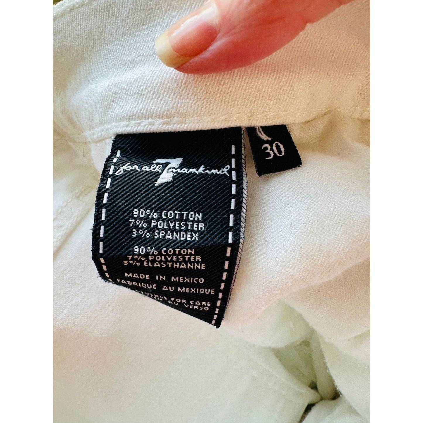 7 For All Mankind White Distressed Raw Hem Gwenevere Jeans 30