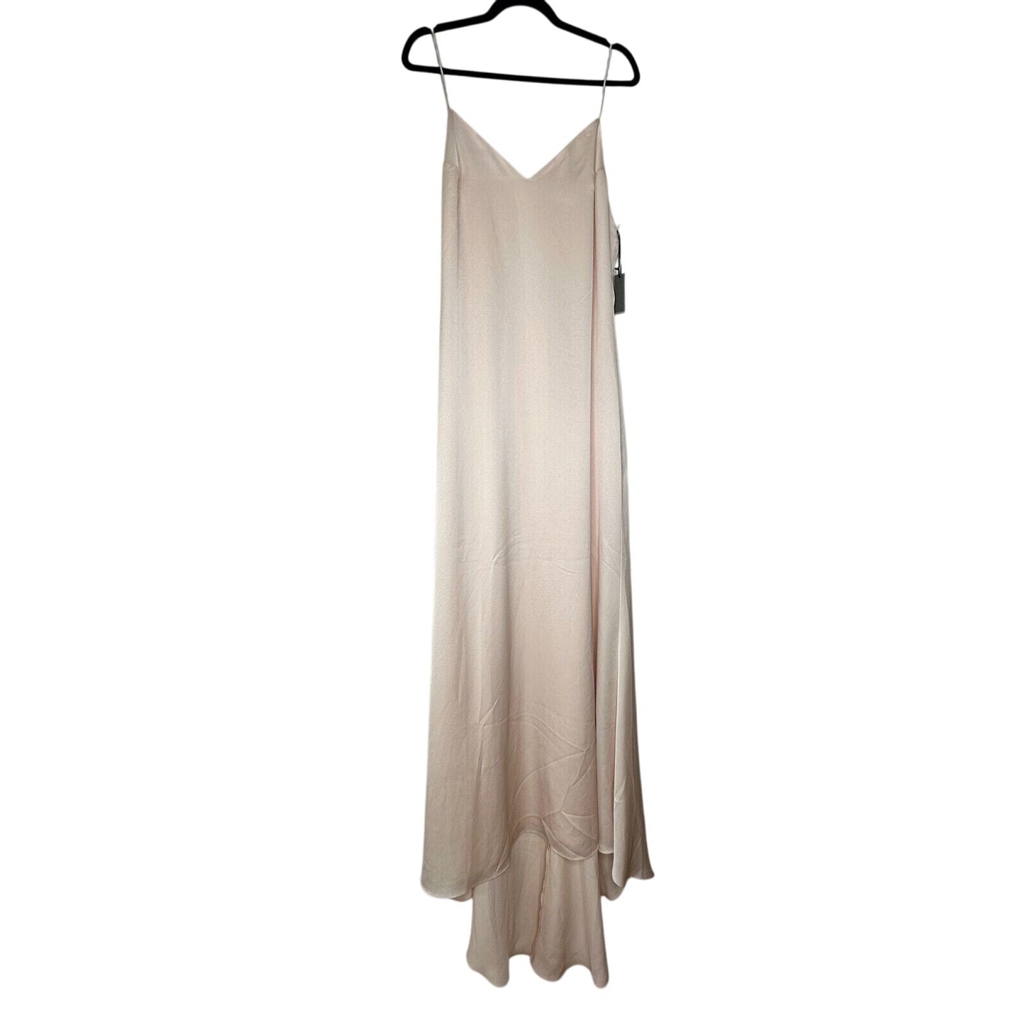 NWT Lovers + Friends The Slip Satin Maxi Dress Pink-Champagne Lined Back Button