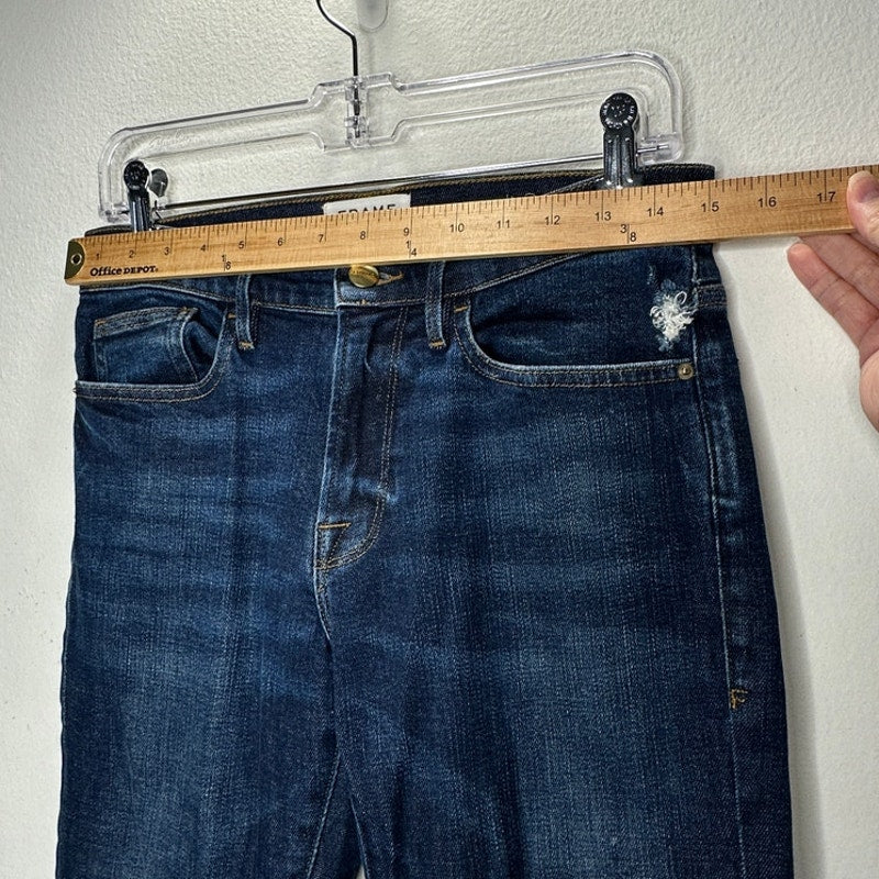 Frame Le Boy Dark Wash Pondview Raw Hem Denim Jeans 27