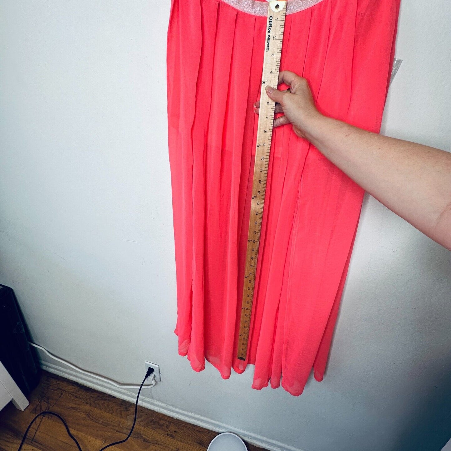 Love Riche Pink Flowy Sheer Maxi Attached Short Slip Silver Shimmer Waist L