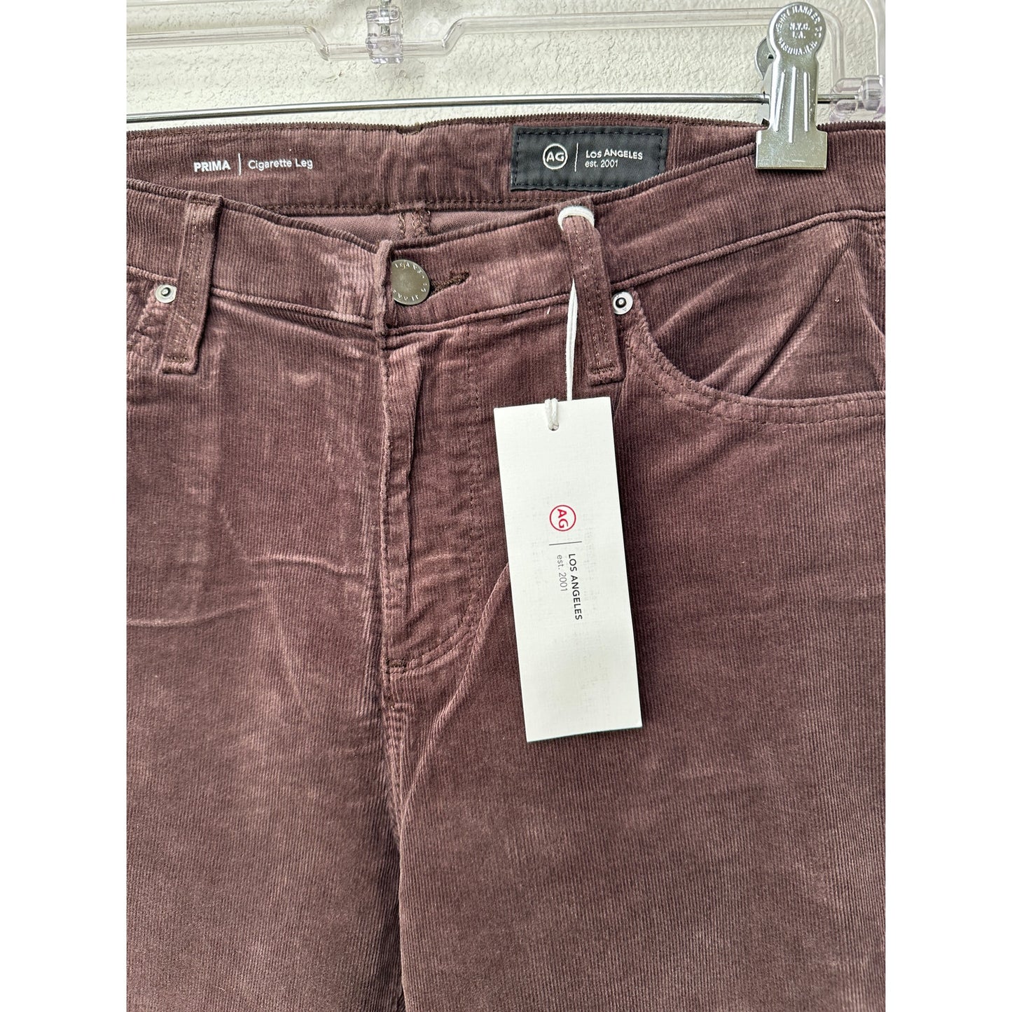 NWT Adriano Goldschmied Prima Corduroy Cigarette Pants Brown 27