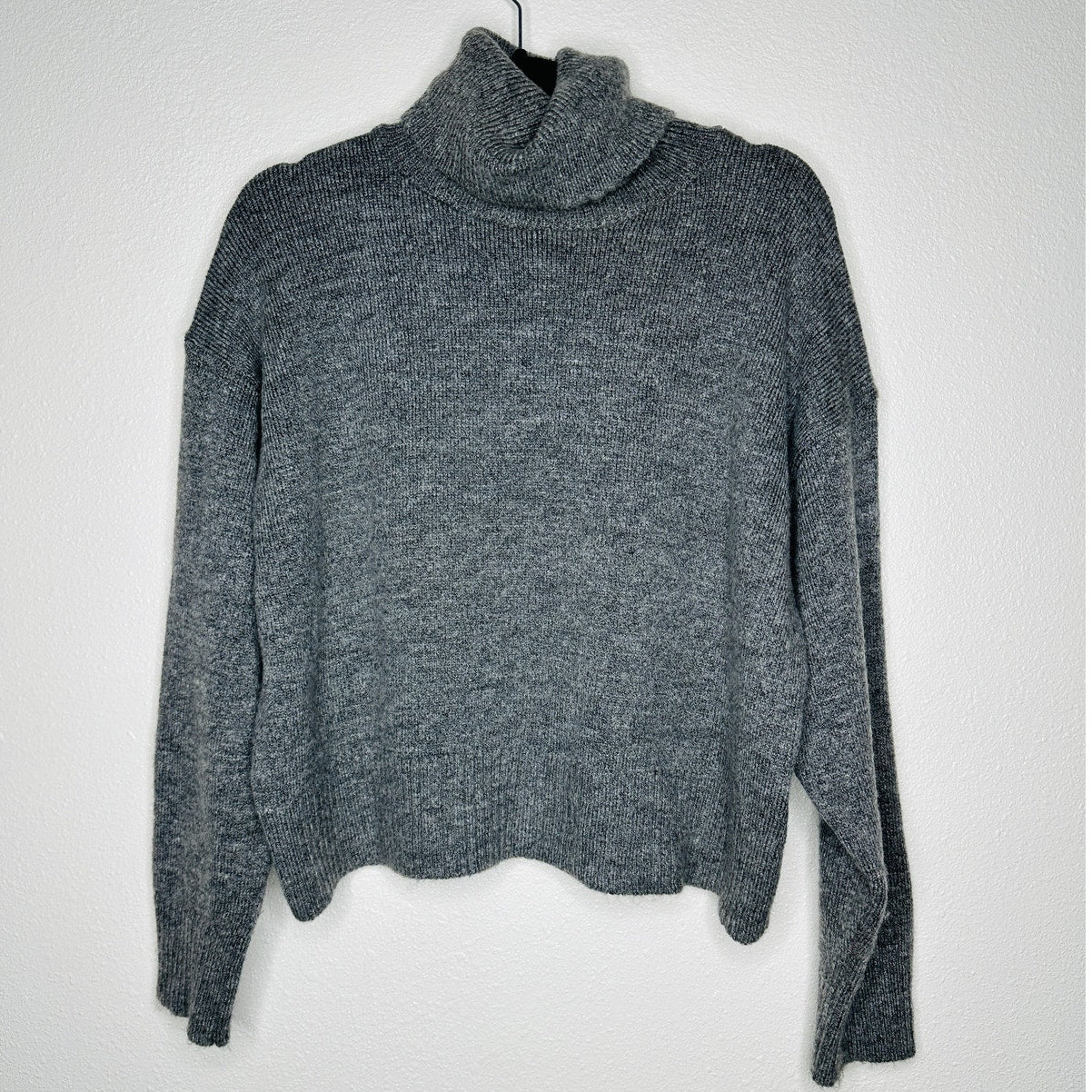 Zara Heather Gray Turtleneck Drop Shoulder Long Sleeve Sweater Jumper M