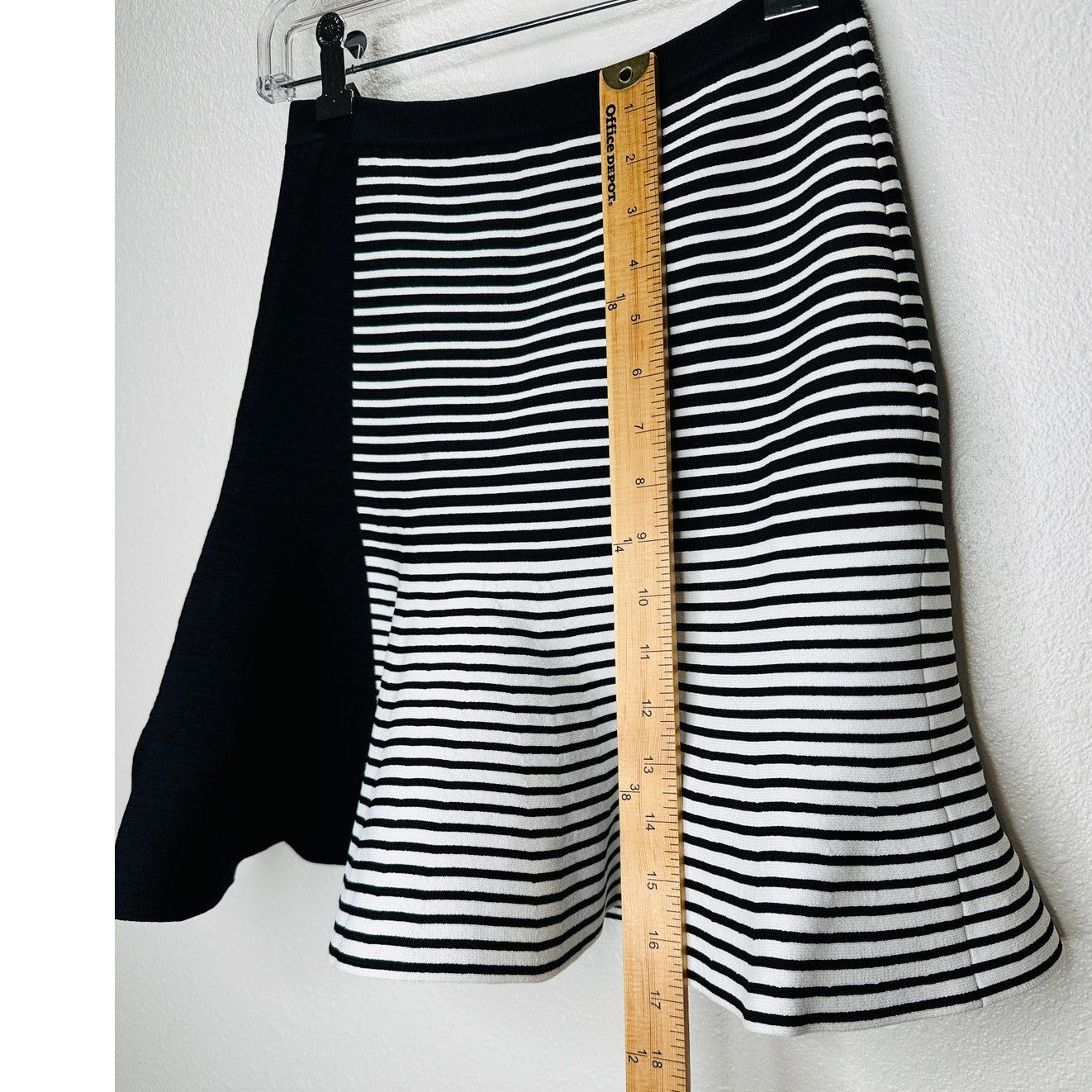 Ohne Titel Black & White Stripe High Rise Bodycon Flare Mini Skirt S