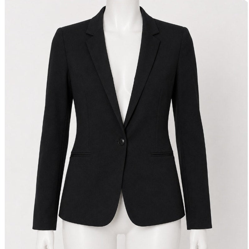 Mossimo Jet Black One Button Welt Pockets Casual Blazer Jacket Size XS