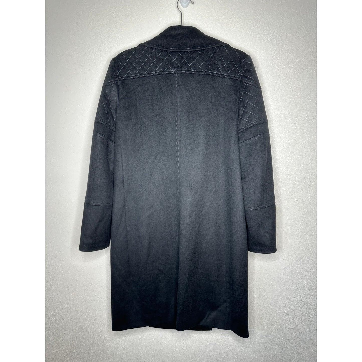 Gucci Black Wool Cashmere Sueded Gold Zip Long Line Trench Coat Jacket 44