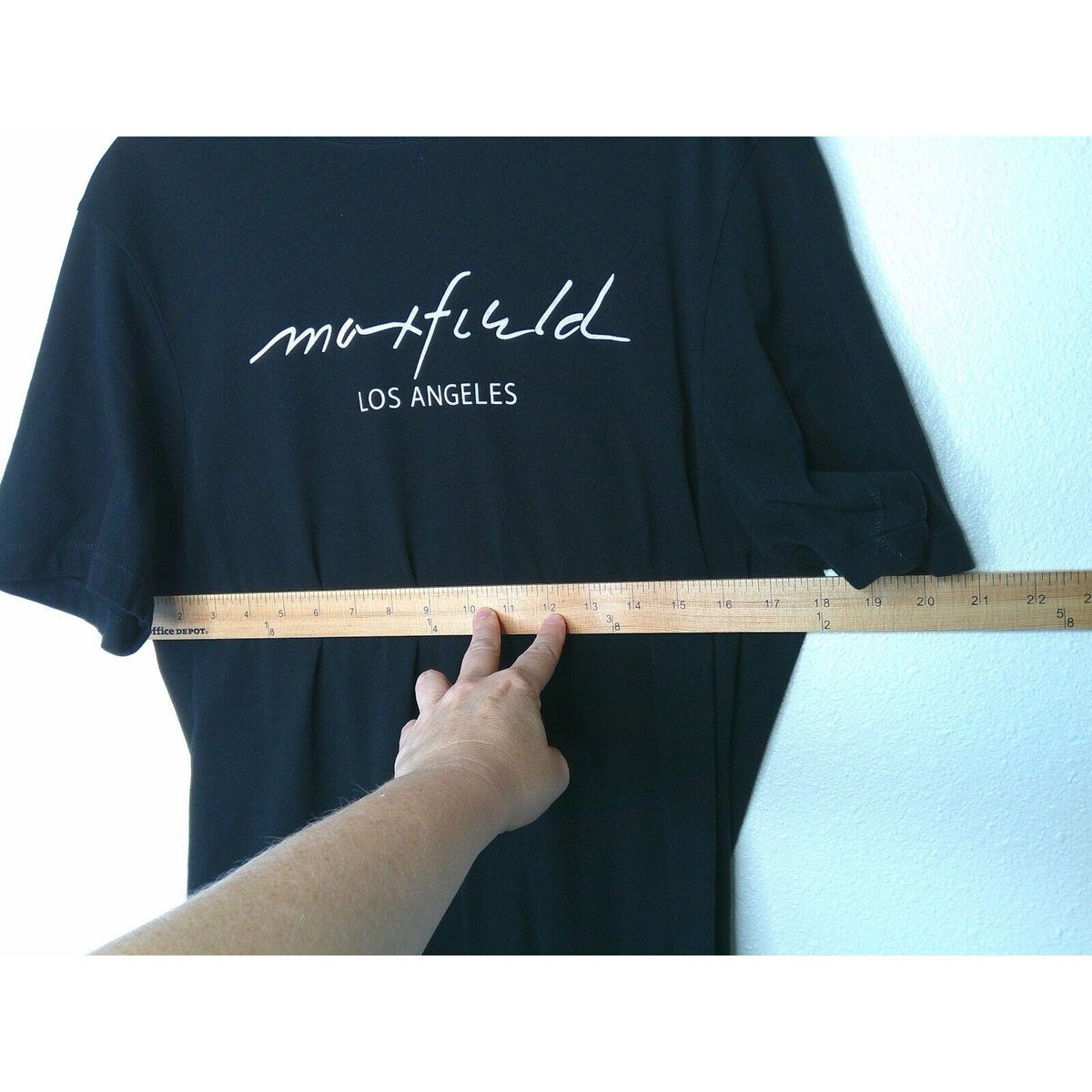 Maxfield Black Round Neck Short Sleeve Tee White Maxfield Los Angeles Logo M