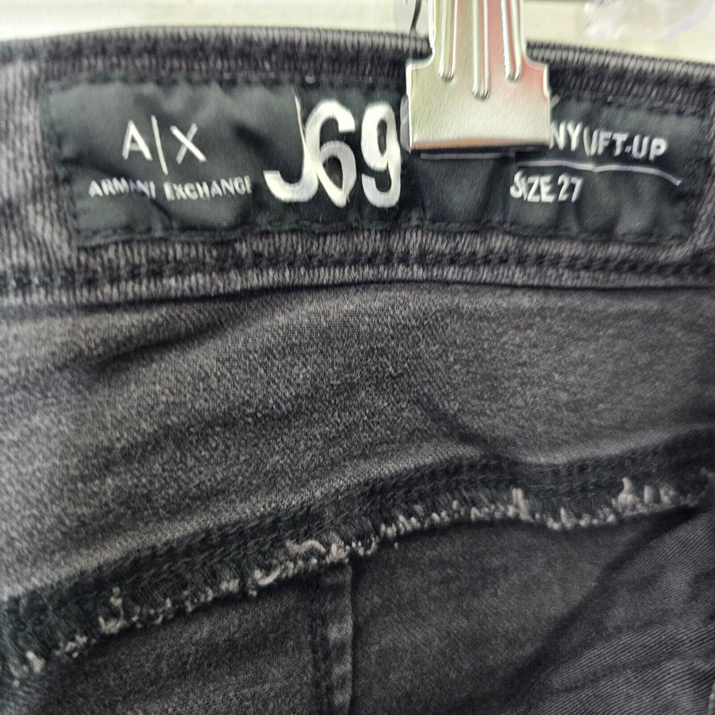 NWOT Armani Exchange J69 Super Skinny Lift Up Mid-Rise Dark Gray Jeans 27