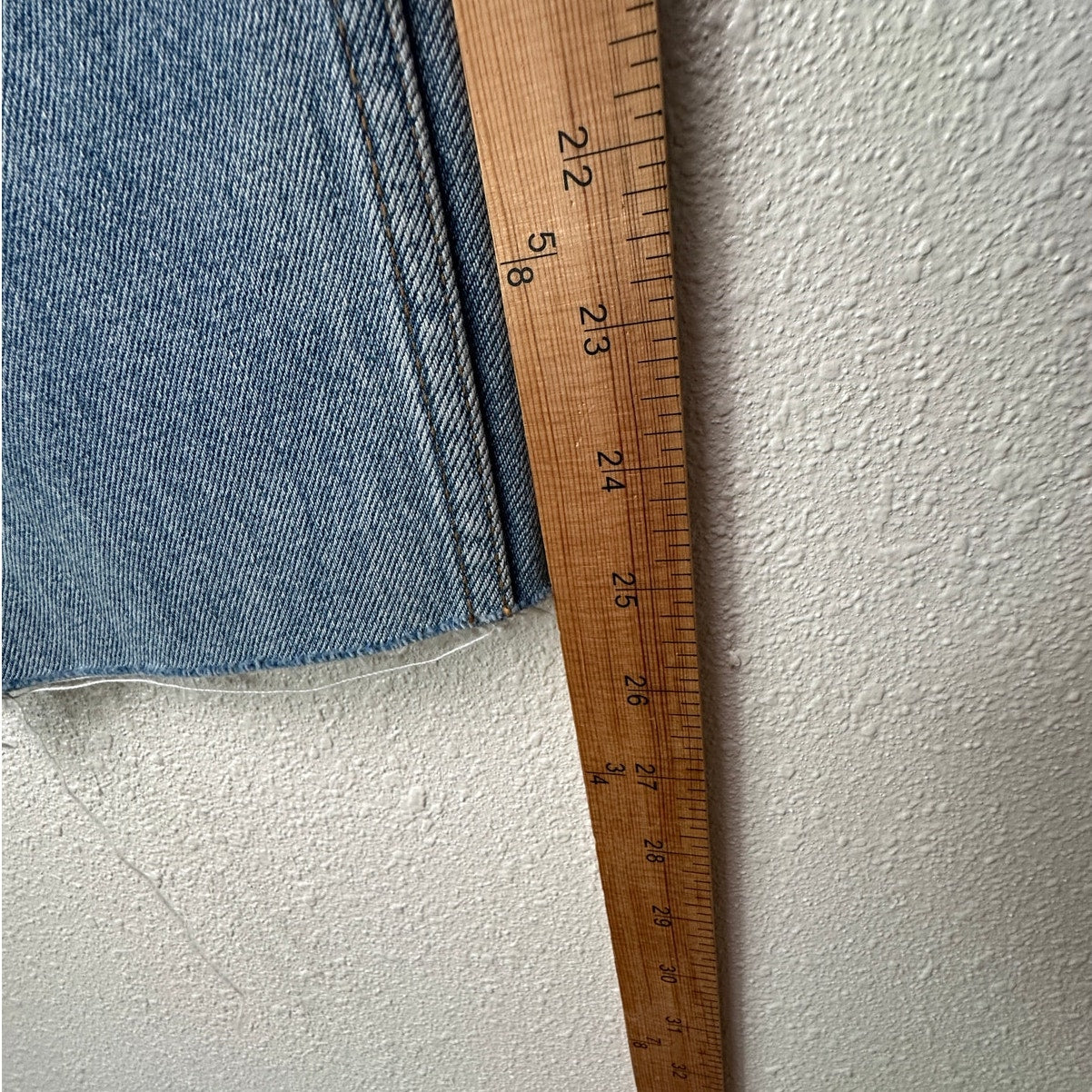 Drew House Cropped Distressed Jeans Raw Hem Corduroy Patch Blue Size 32