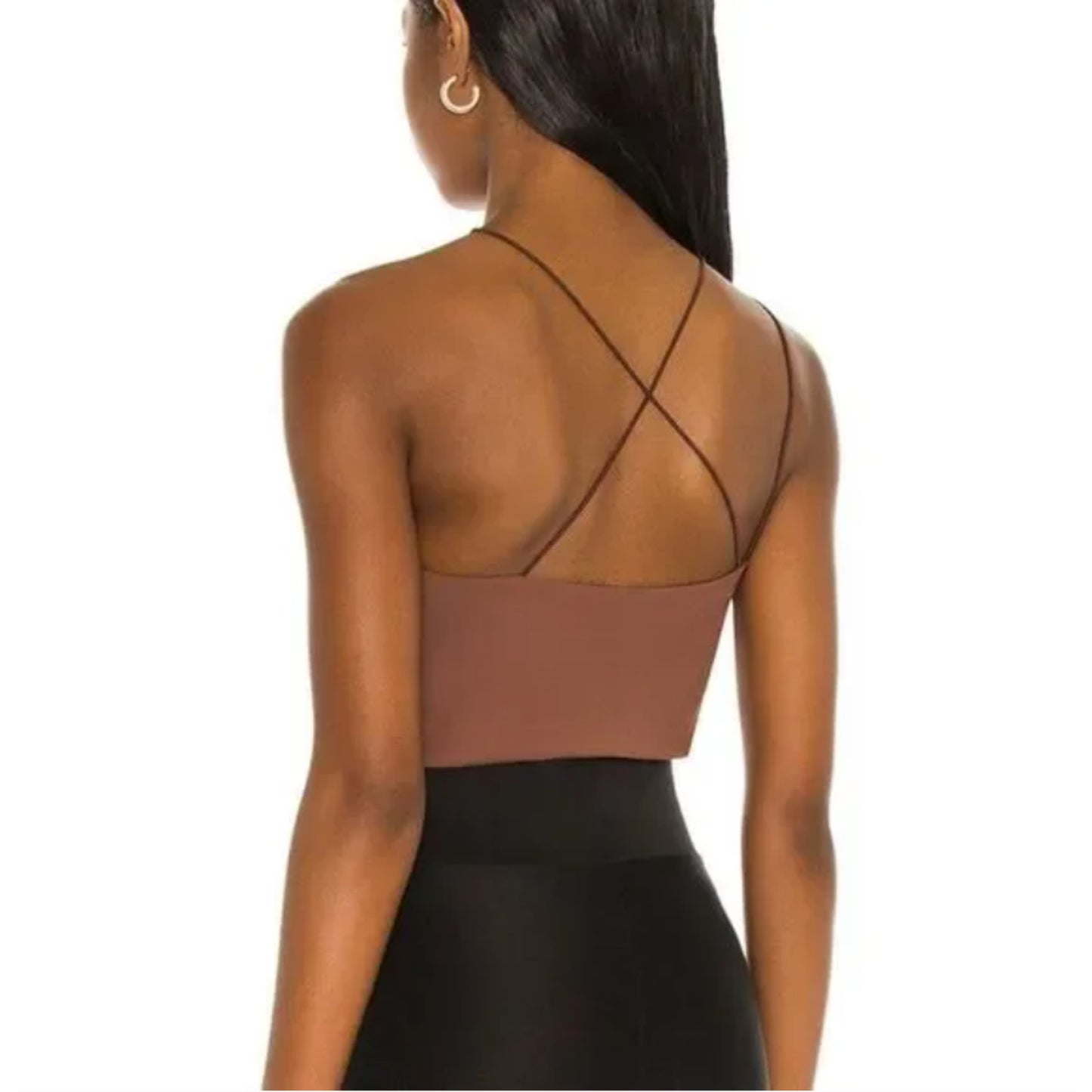 Alix NYC Rust Avon Asymmetrical Neckline One-Shoulder Spaghetti Strap Crop S