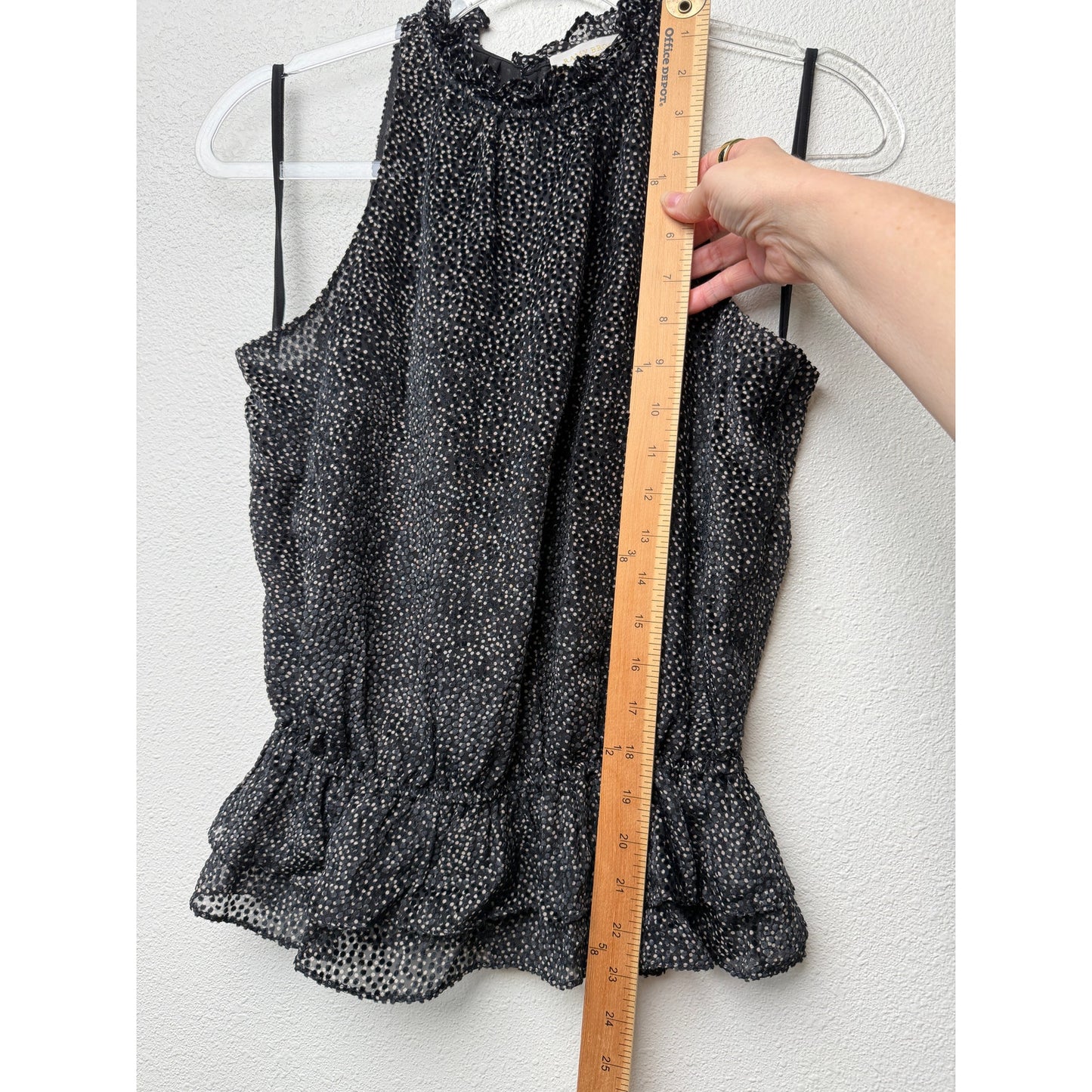 Ramy Brook Black Polka Dot Sleeveless Ruffle Blouse XS