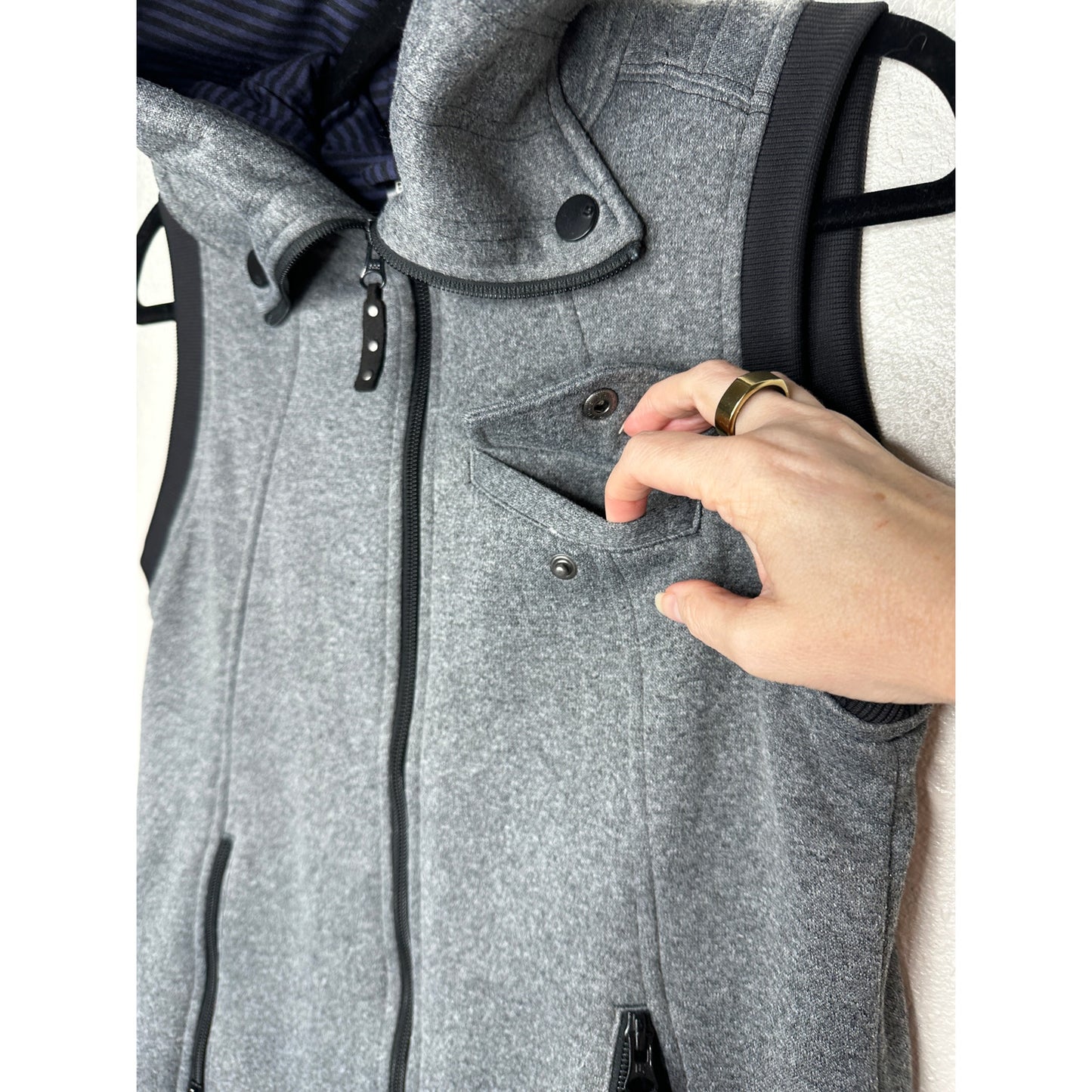 Burton Gray & Black Dry Ride Starr Hooded Zip Snowboard Vest M