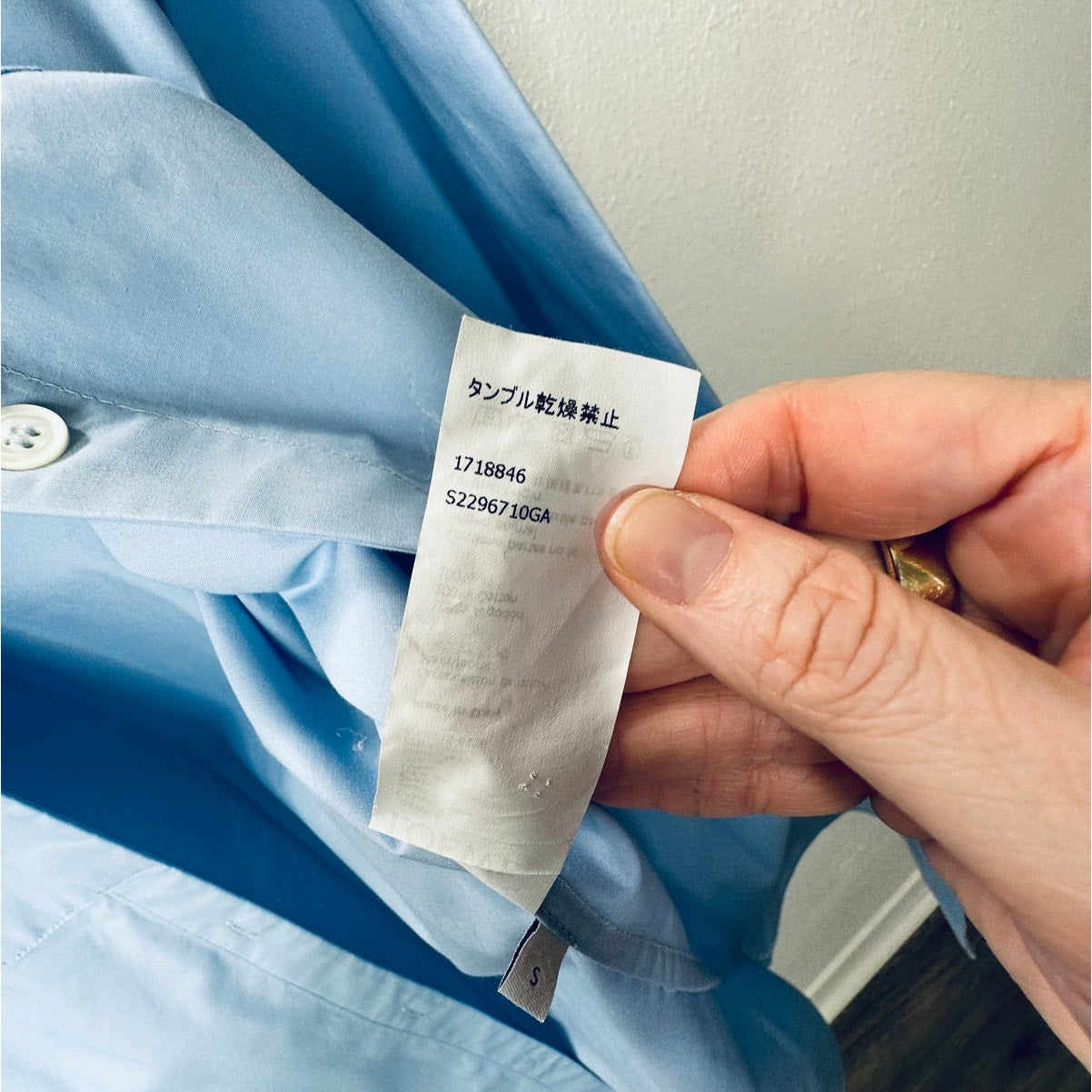 Loewe Light Blue Front Button Split Side Asymmetrical Hem Shirt Dress S