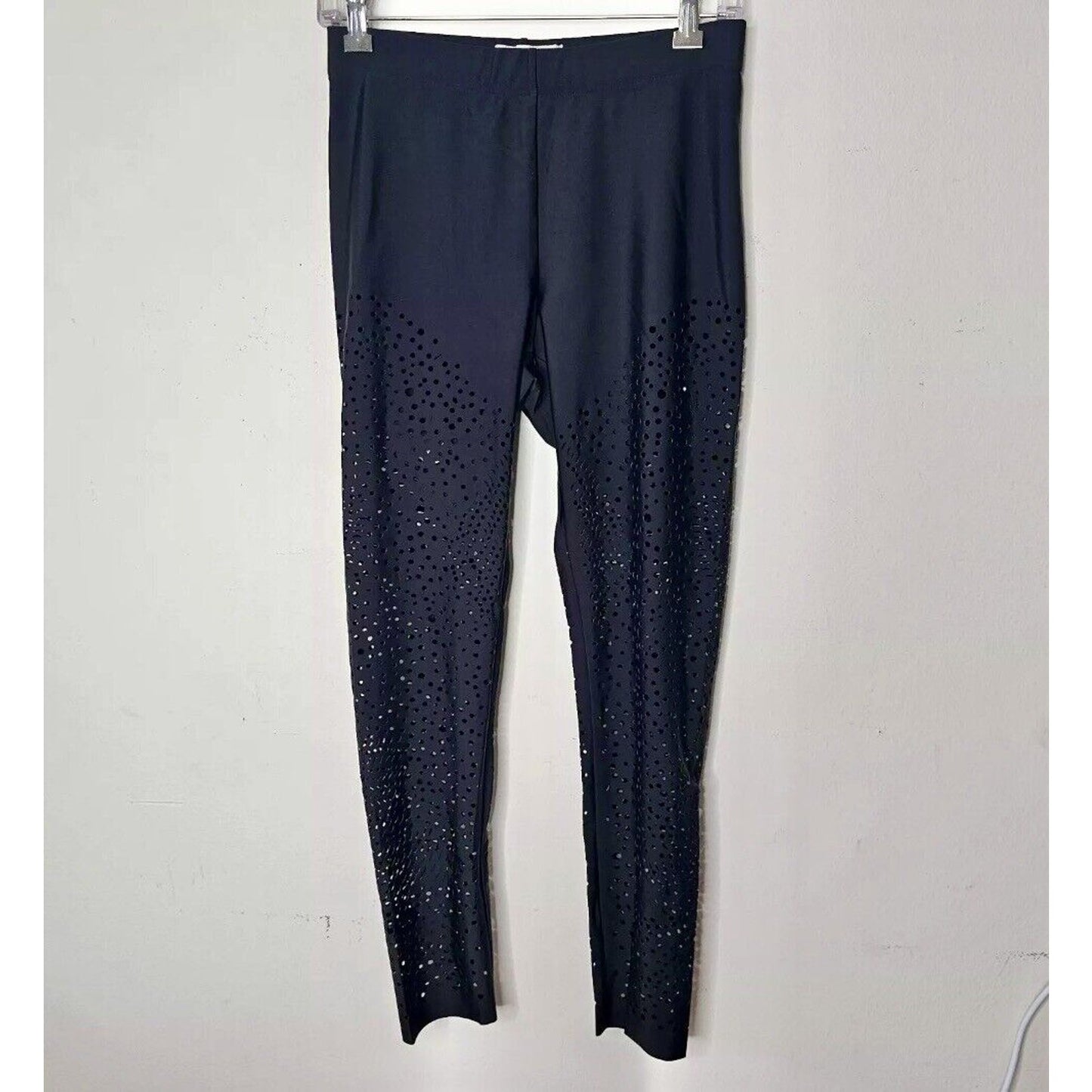 Willow Jet Black Laser Cut Design High Waist Stretch Legging Pants Medium