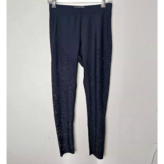 Willow Jet Black Laser Cut Design High Waist Stretch Legging Pants Medium