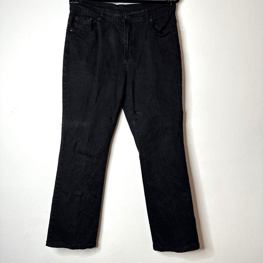 DG2 Diane Gilman Solid Black Mid-Rise Denim Jeans Stretch Straight Leg 10
