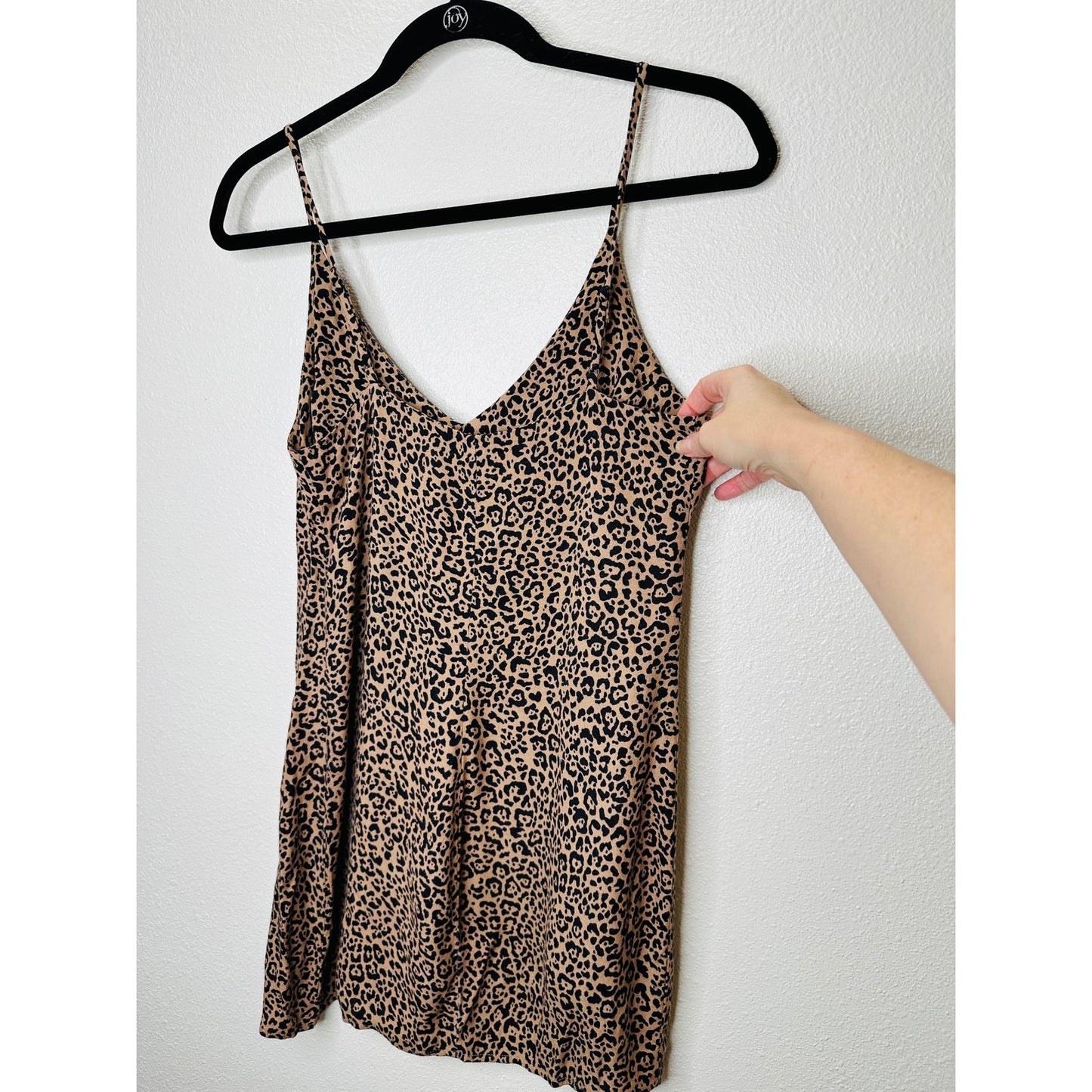 Reformation Marlowe Black Tan Leopard Print Mini Front Slit Dress XS