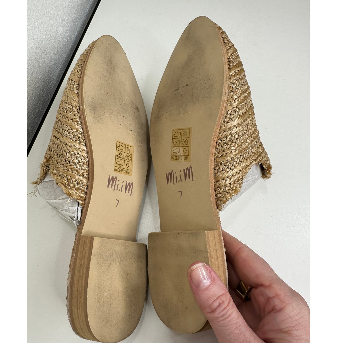 Mi.iM Ally Tan Pointed Toed Woven Textile Upper with Leather Sole Mule Flats 7
