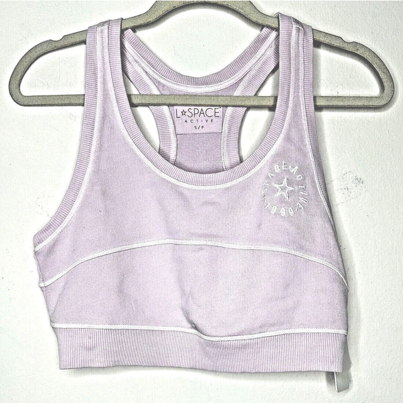 NWT L*Space Out Of Bounds Peony Lilac Crop Scoop Neck Racerback Sports Bra S