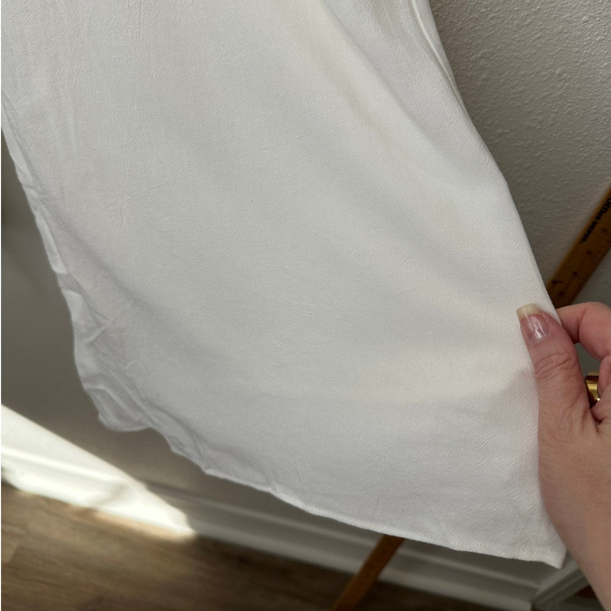 Acoa Off White Elastic Waist Pocketed Lined Flowy Pant XS