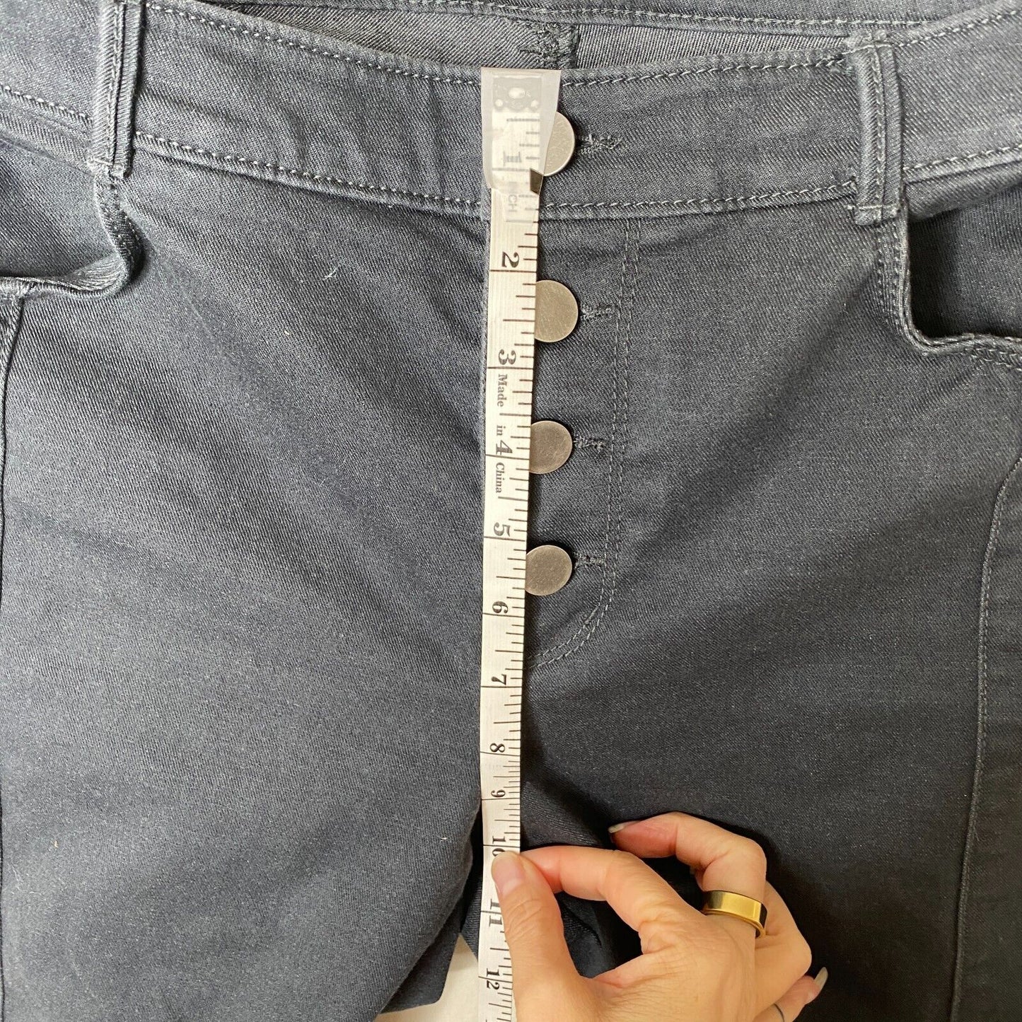 Loft Dark Gray Button Front Fly Skinny Pants Crop Raw Hem Stretchy Jeans Size 4