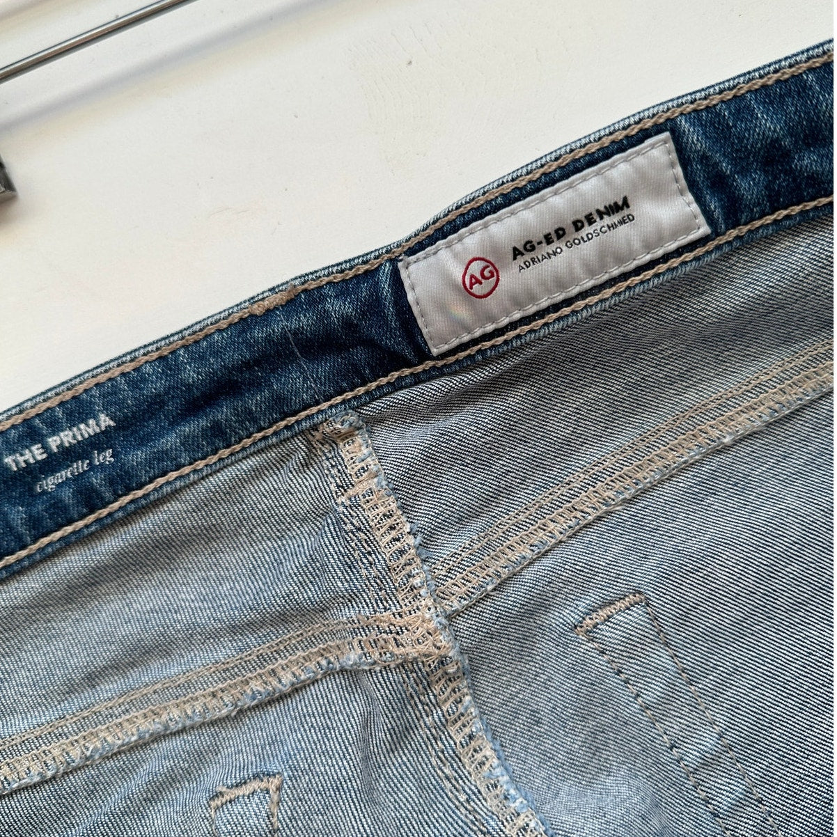 AG women’s The Prima cigarette leg jeans medium wash raw cuffed hem US 32R