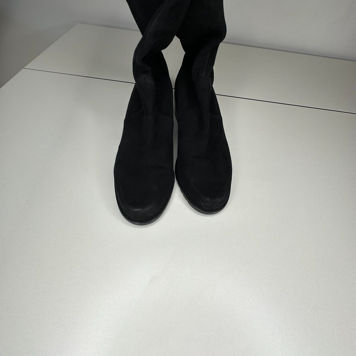 Stuart Weitzman Black Suede Lowland Over-The-Knee Flat Heel Lace up Boots 7