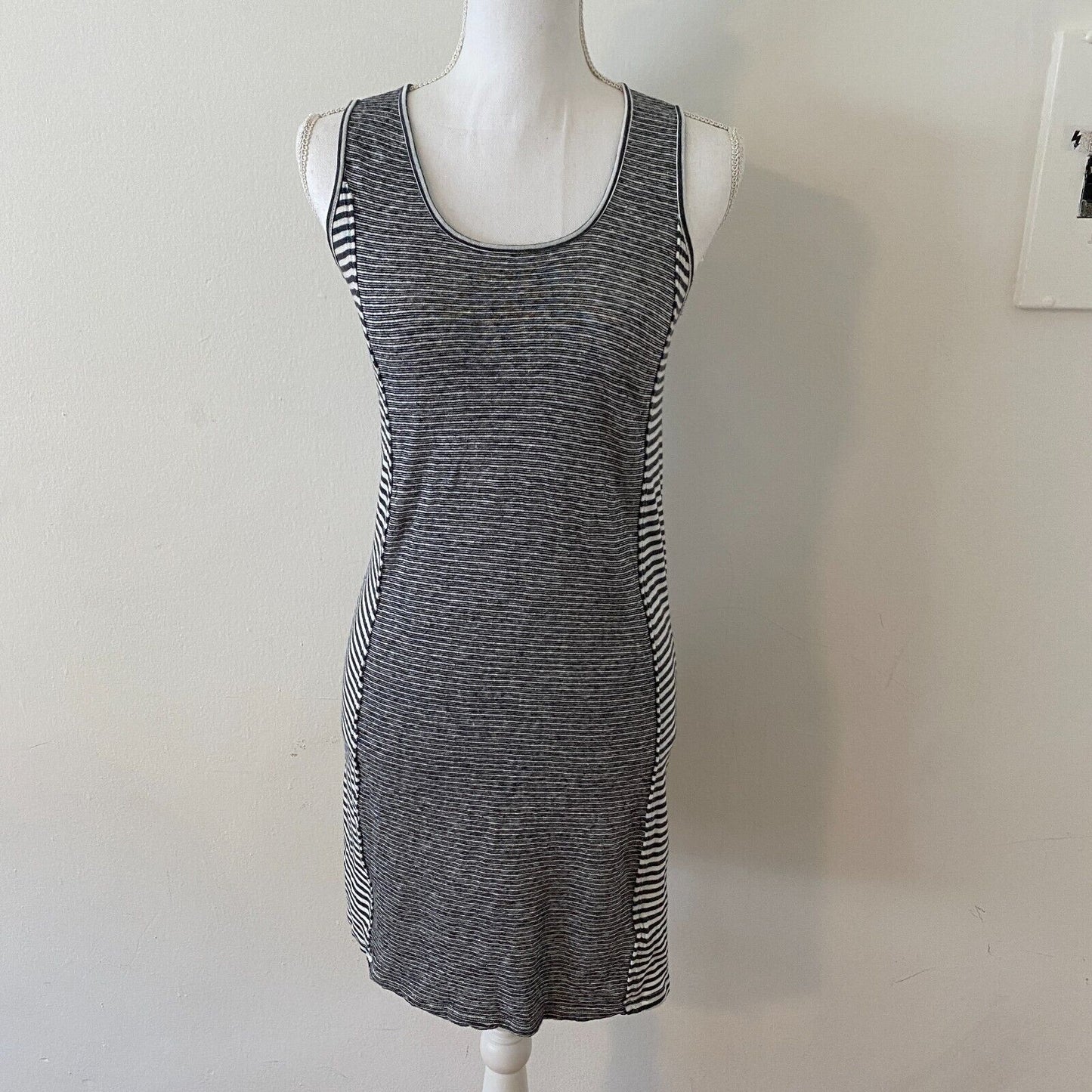 Splendid Black Gray & White Canal Stripe Colorblock Tank Dress Cover-up XS