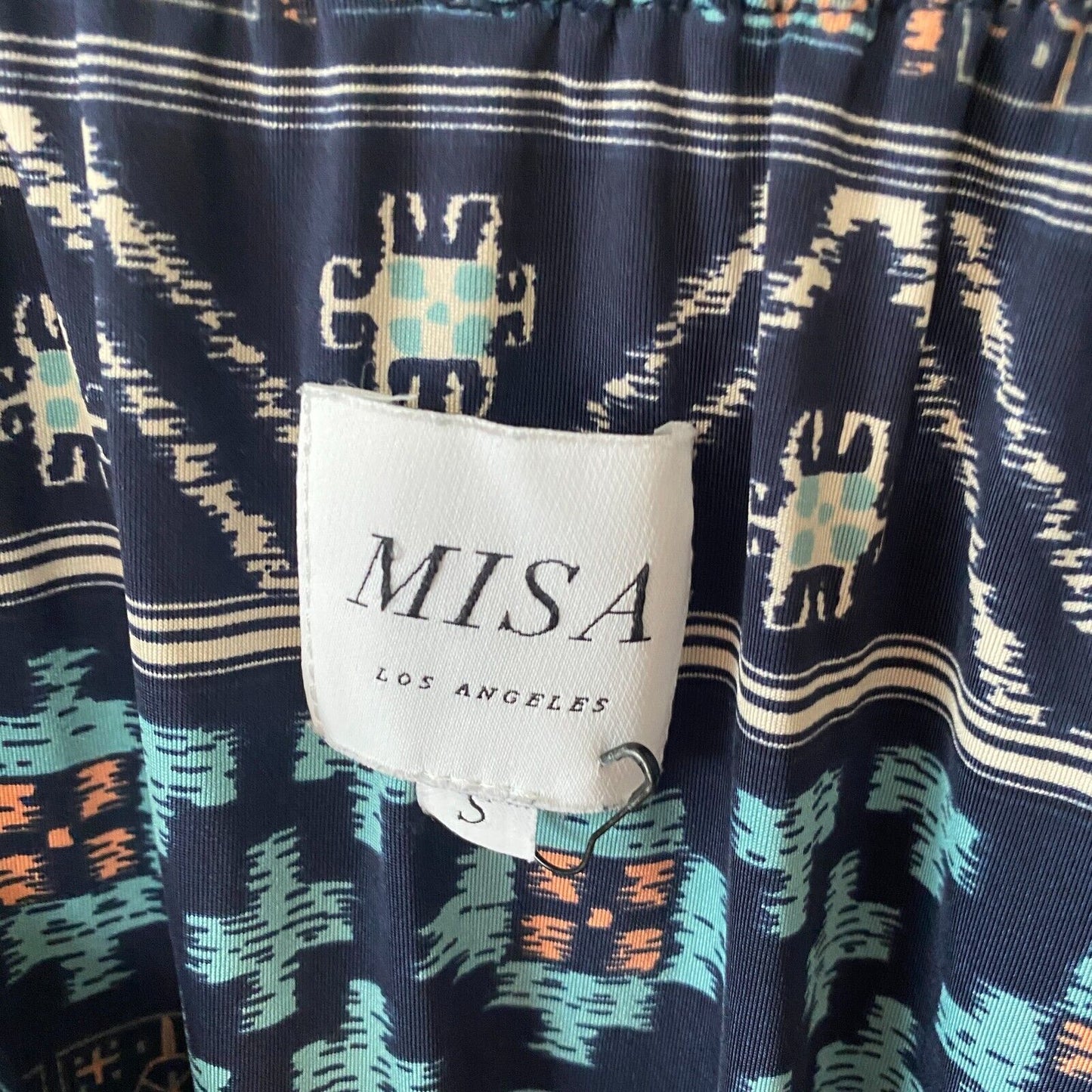 Revolve Misa Los Angeles Poppy Off Shoulder Aztec Navy Midnight Desert Dress SM