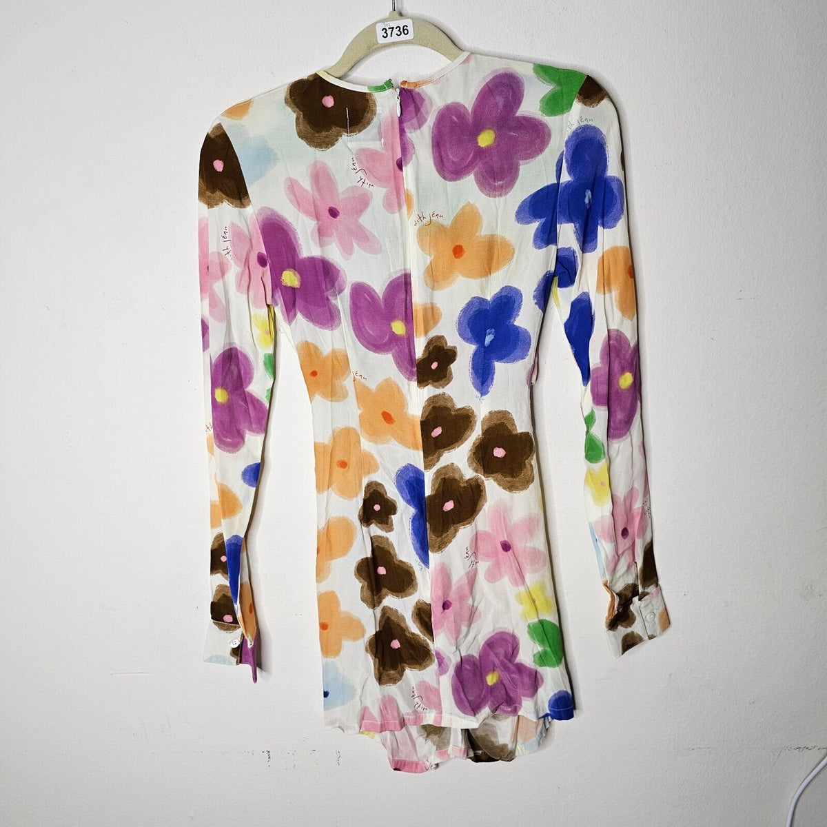 NWOT With Jean Hermana Viola Tricolor Long Sleeve Open Front Mini Dress XS