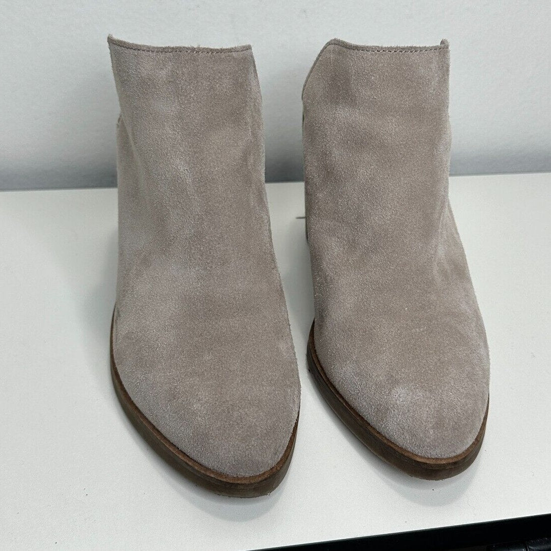 Dolce Vita Gray Taupe Selene Suede Almond toe Slide Mule Bootie Block Heels 7.5