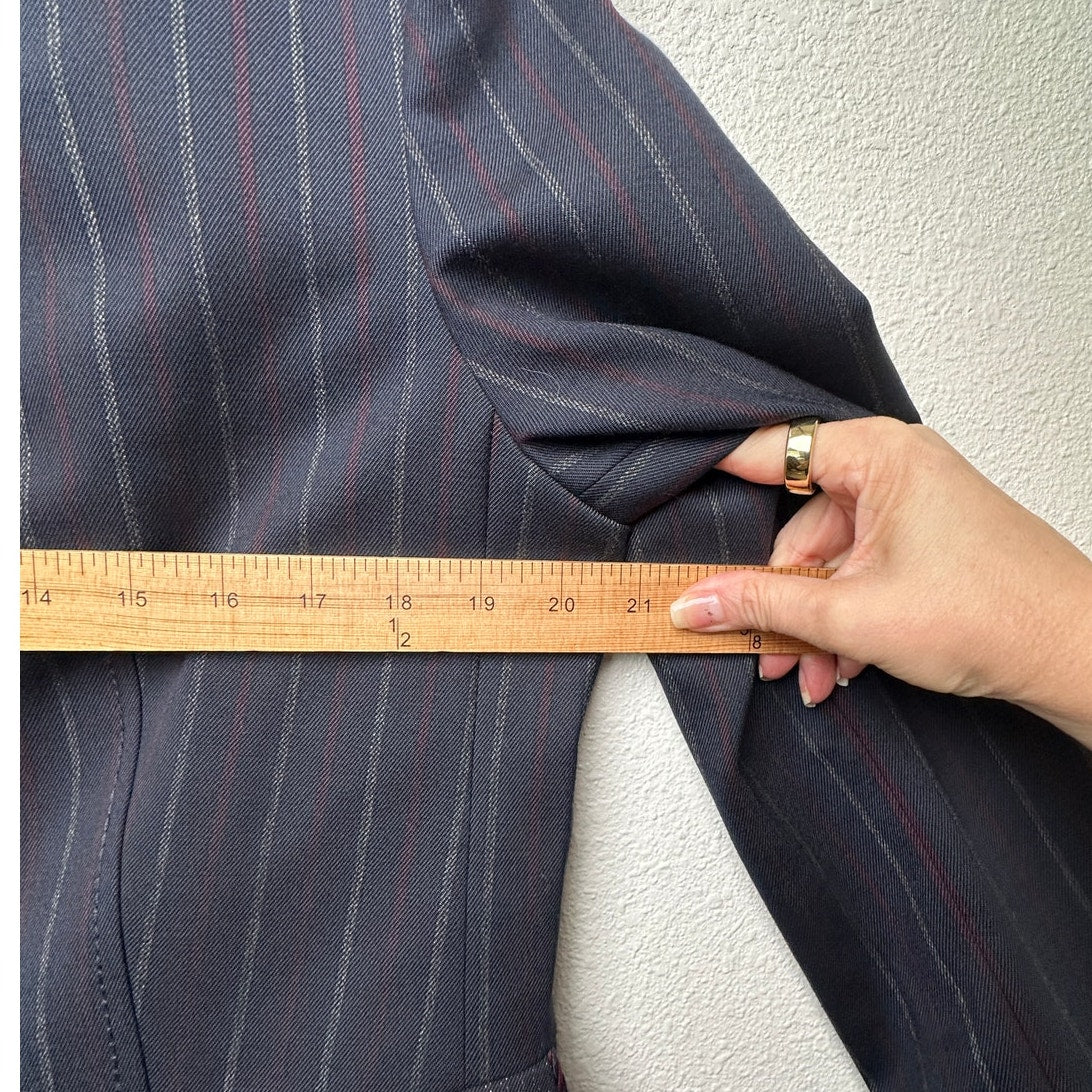 Piazza Sempione Colorblock Pinstripe Blazer Black/Red Women US 12