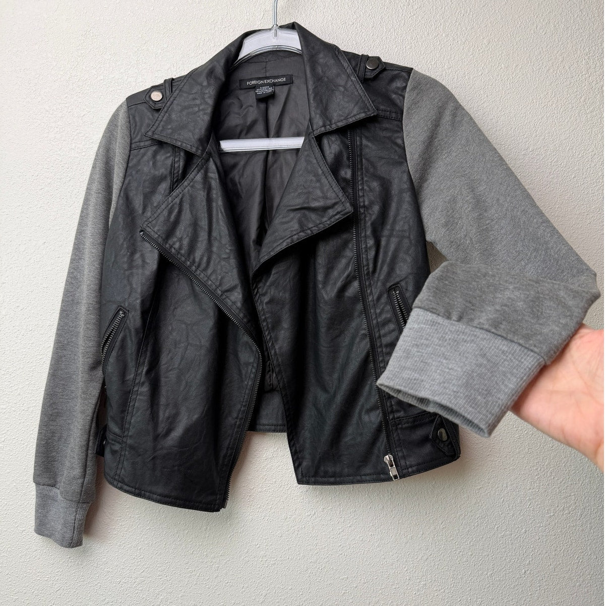 Foreign Exchange Black Gray Womens S Moto Jacket