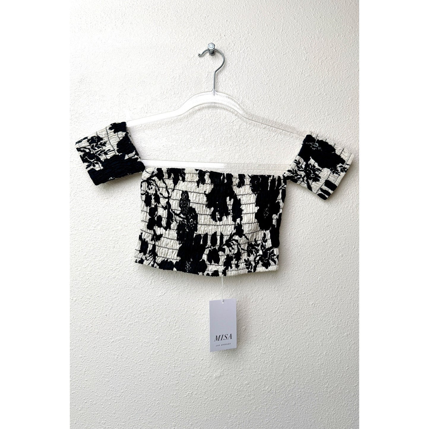NWT Misa Los Angeles Womens Black White Floral Set XS