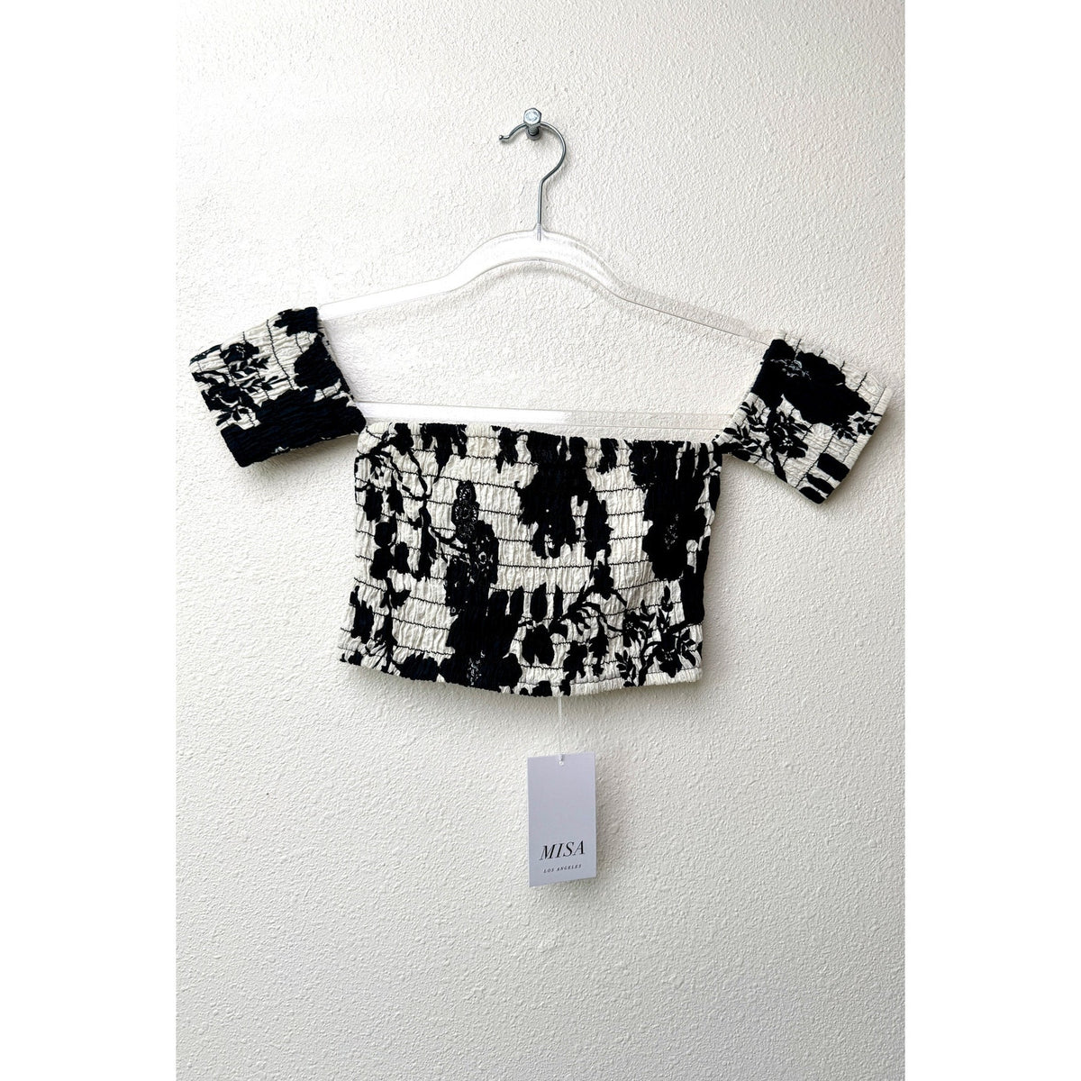NWT Misa Los Angeles Womens Black White Floral Set XS