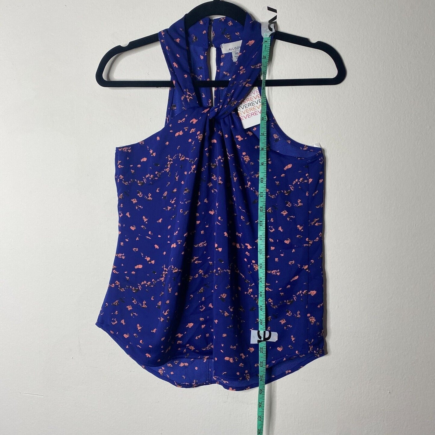 Allison Joy Twist Front Keyhole Halter Back Sleeveless Blue & Peach Tank top XS