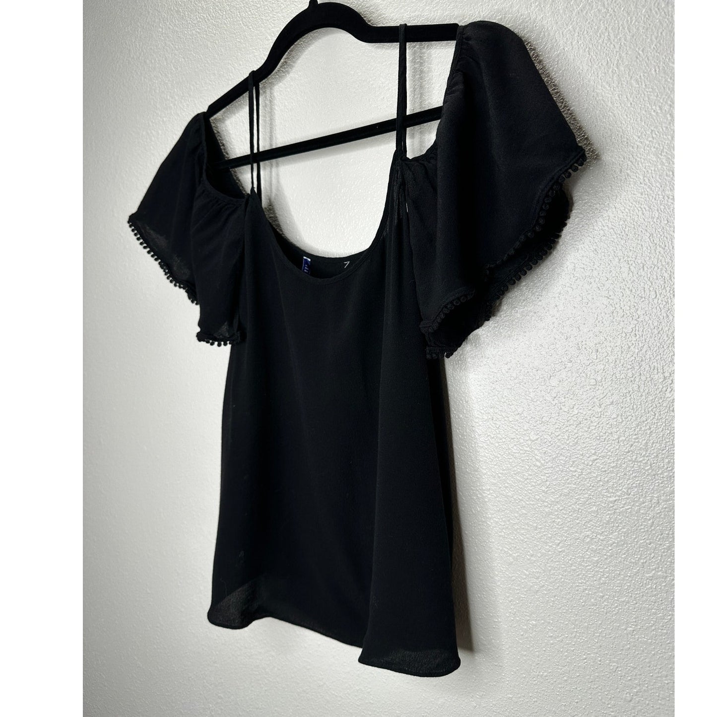 Rebecca Minkoff Aida Black Cold Shoulder Spaghetti Strap Blouse Top Small