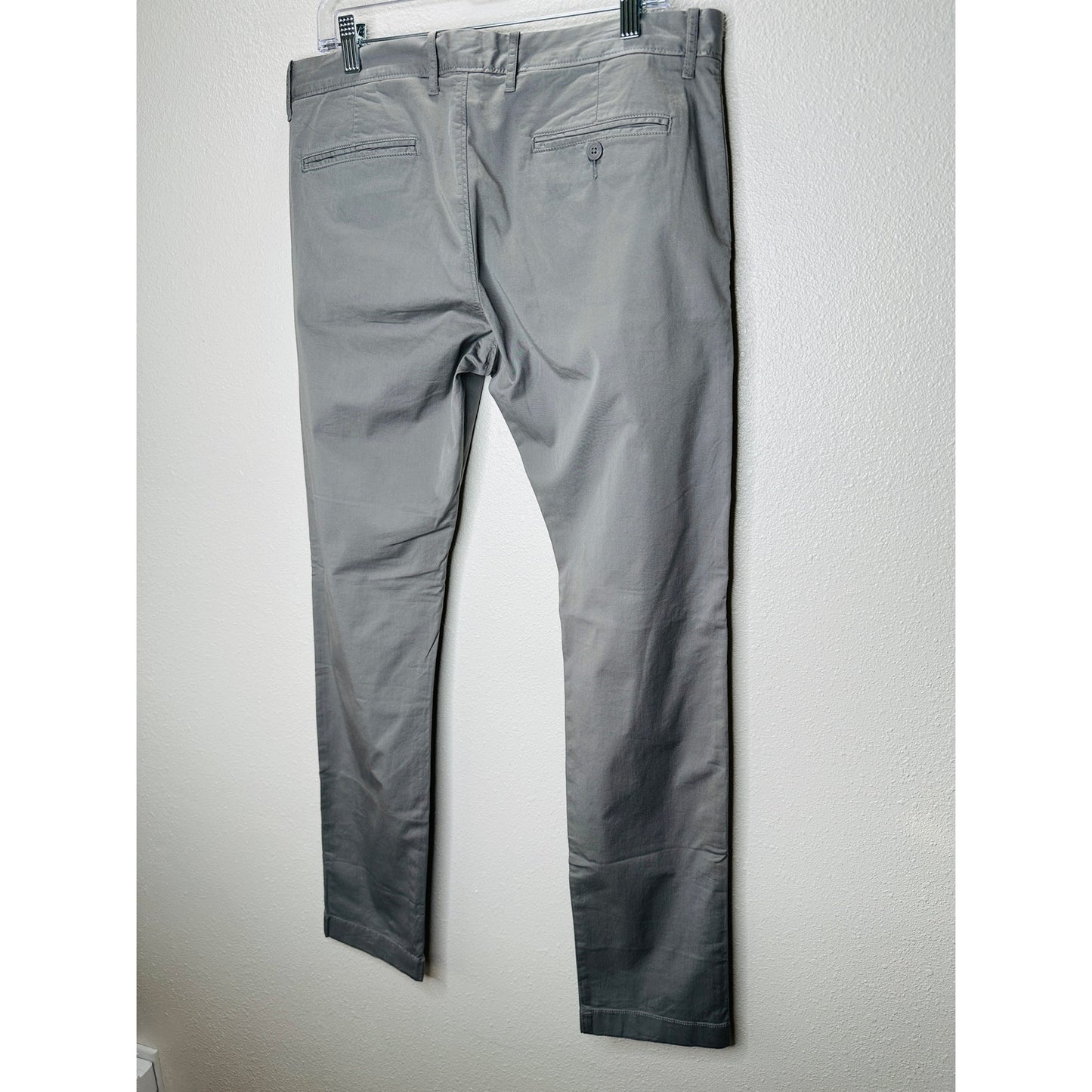 J Crew Khaki Gray 484 Stretch Chambray Trouser Pant Chino 34 / 32