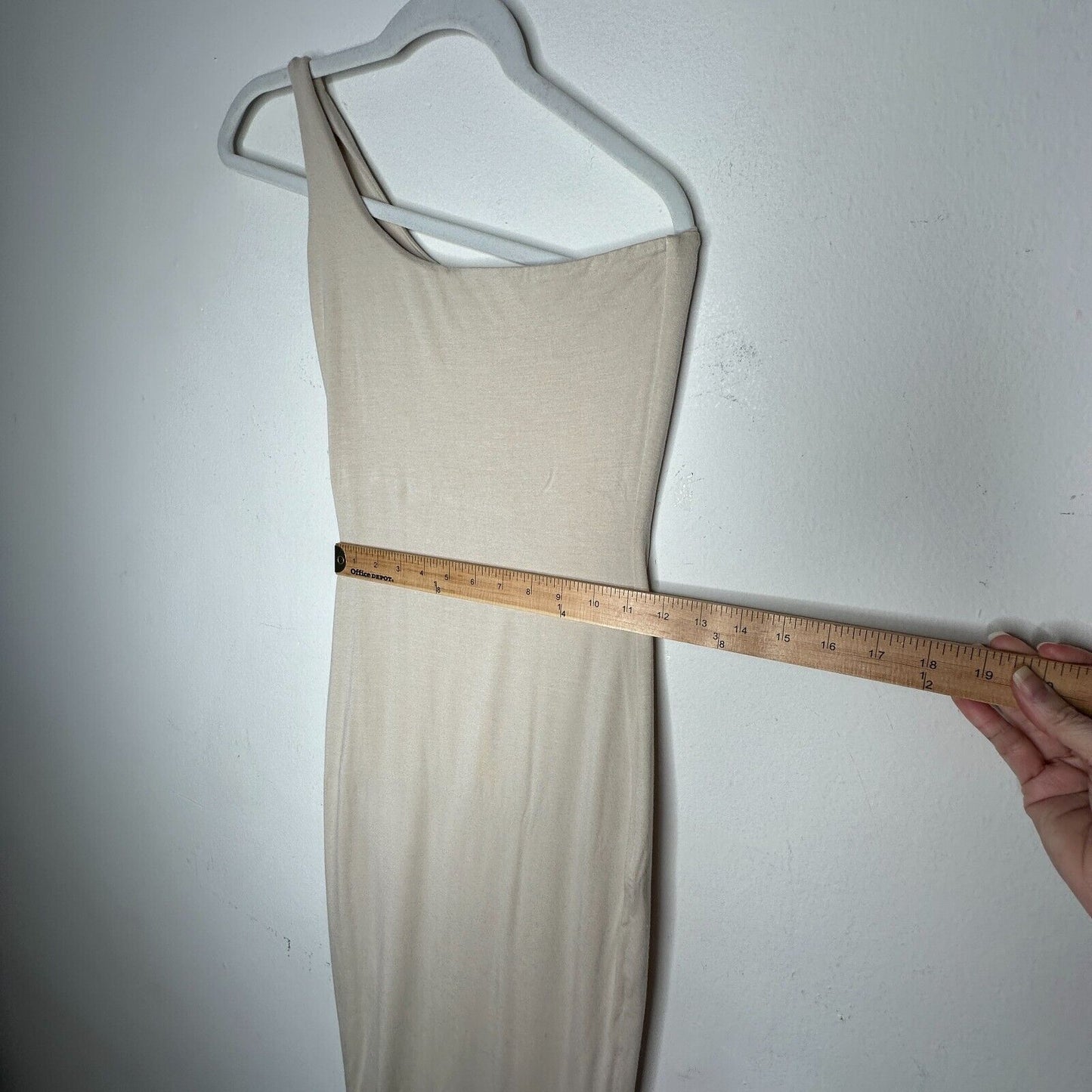 Re Ona Ivory Sophia One Shoulder Sexy Bodycon Knit Lined Midi Dress Medium