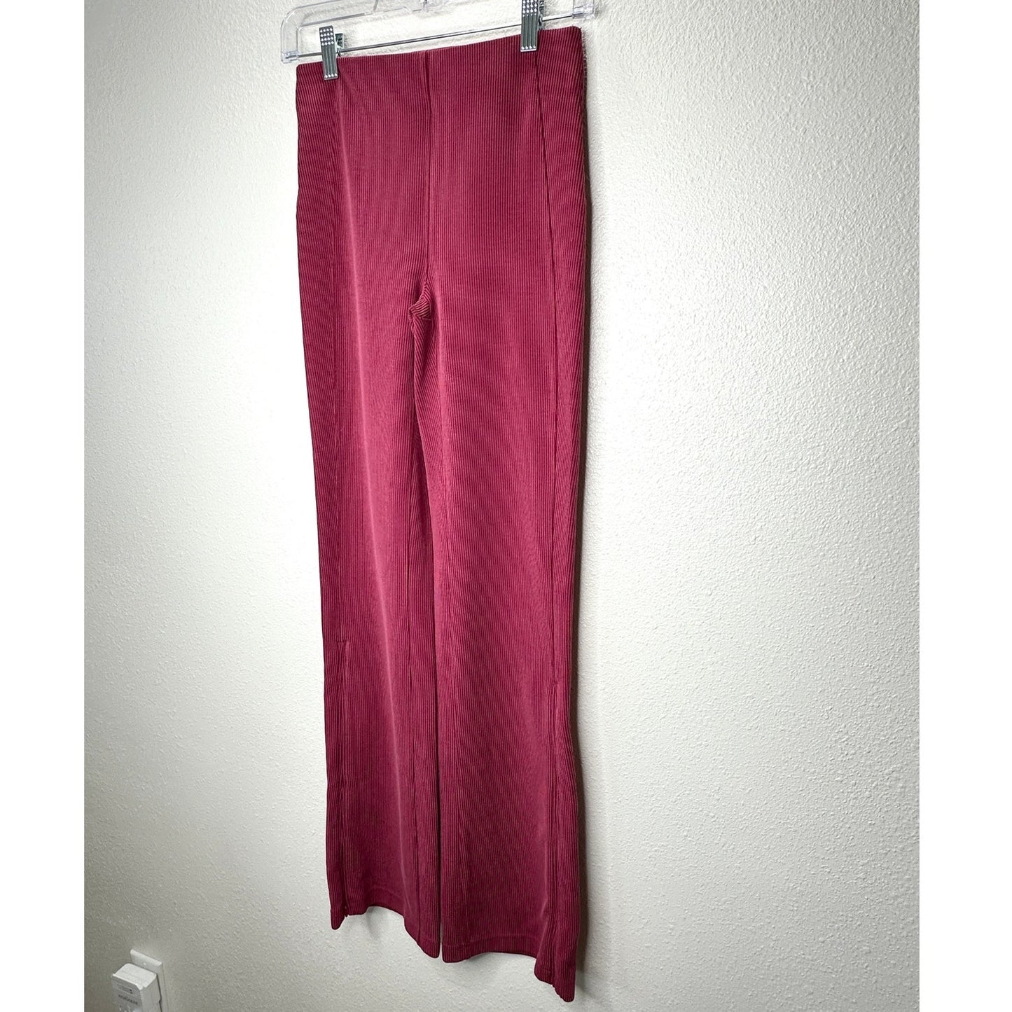 Lululemon Dark Pink Pomegranate Brushed Softstreme Ribbed Zip Flared Pant 4