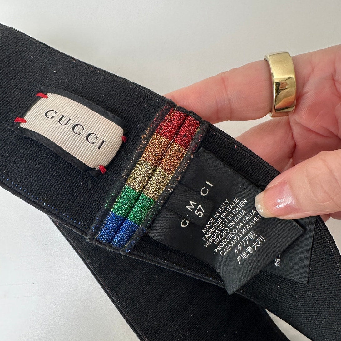 Gucci Multicolor Rhinestone Rainbow Stretch Headband