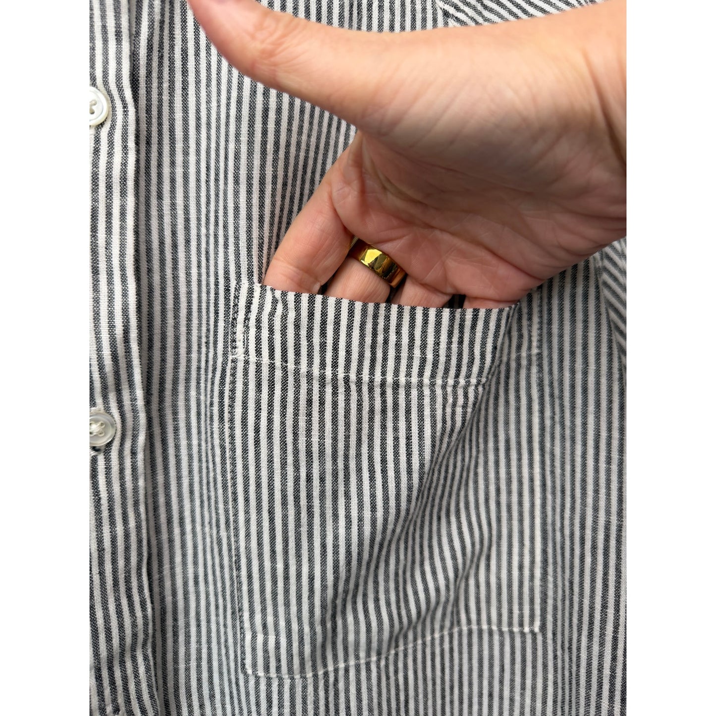 Z Supply The Perfect Line Stripe Linen Shirt Womens M