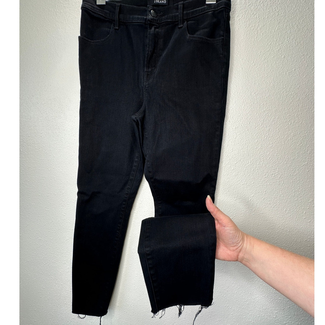 J Brand Vesper Black Alana High Waist Raw Hem Ankle Skinny Jeans 30